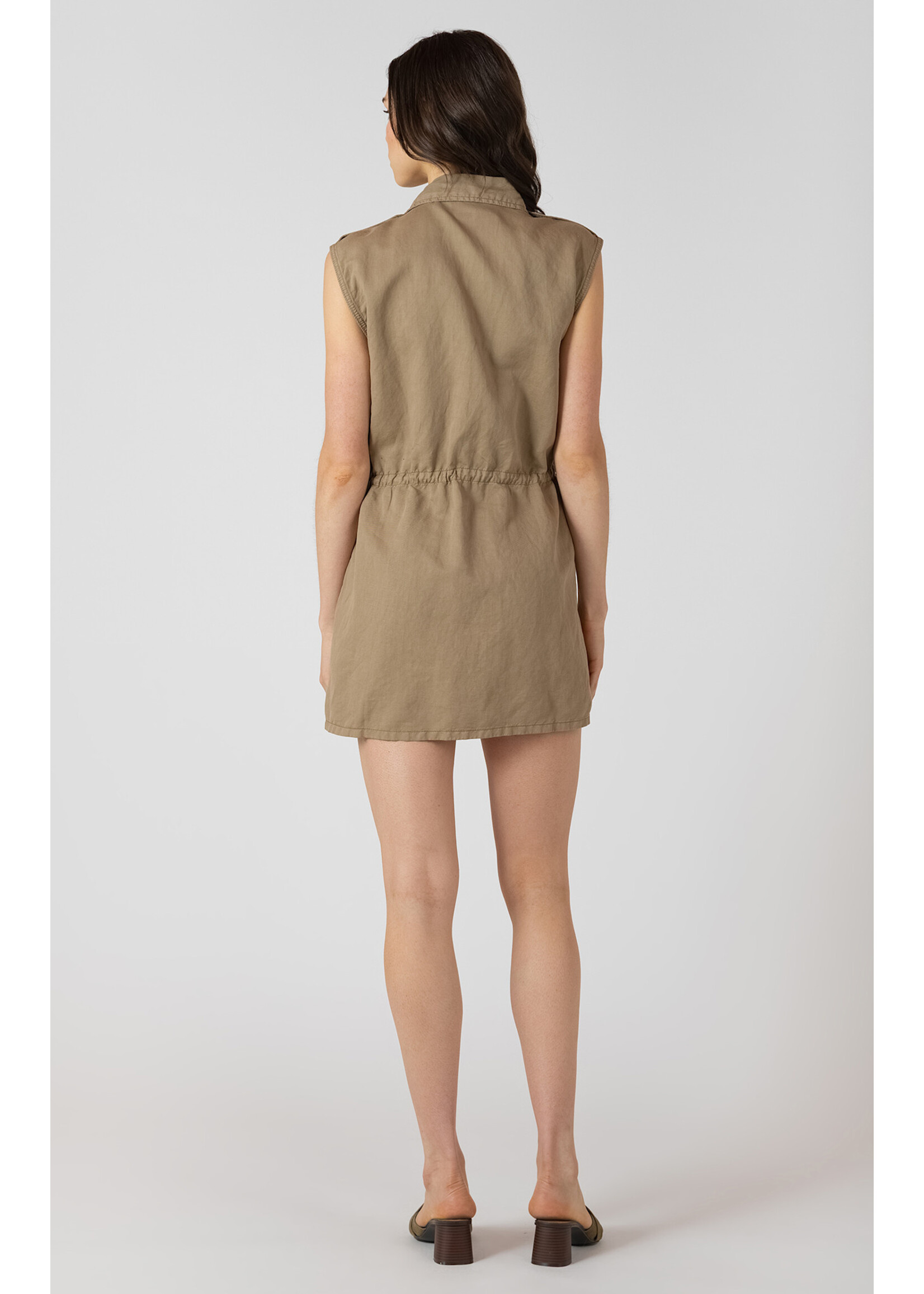 Dex Khaki Collared Shift Dress