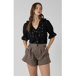 Dex Dex Black Embroidered Ruffle Top
