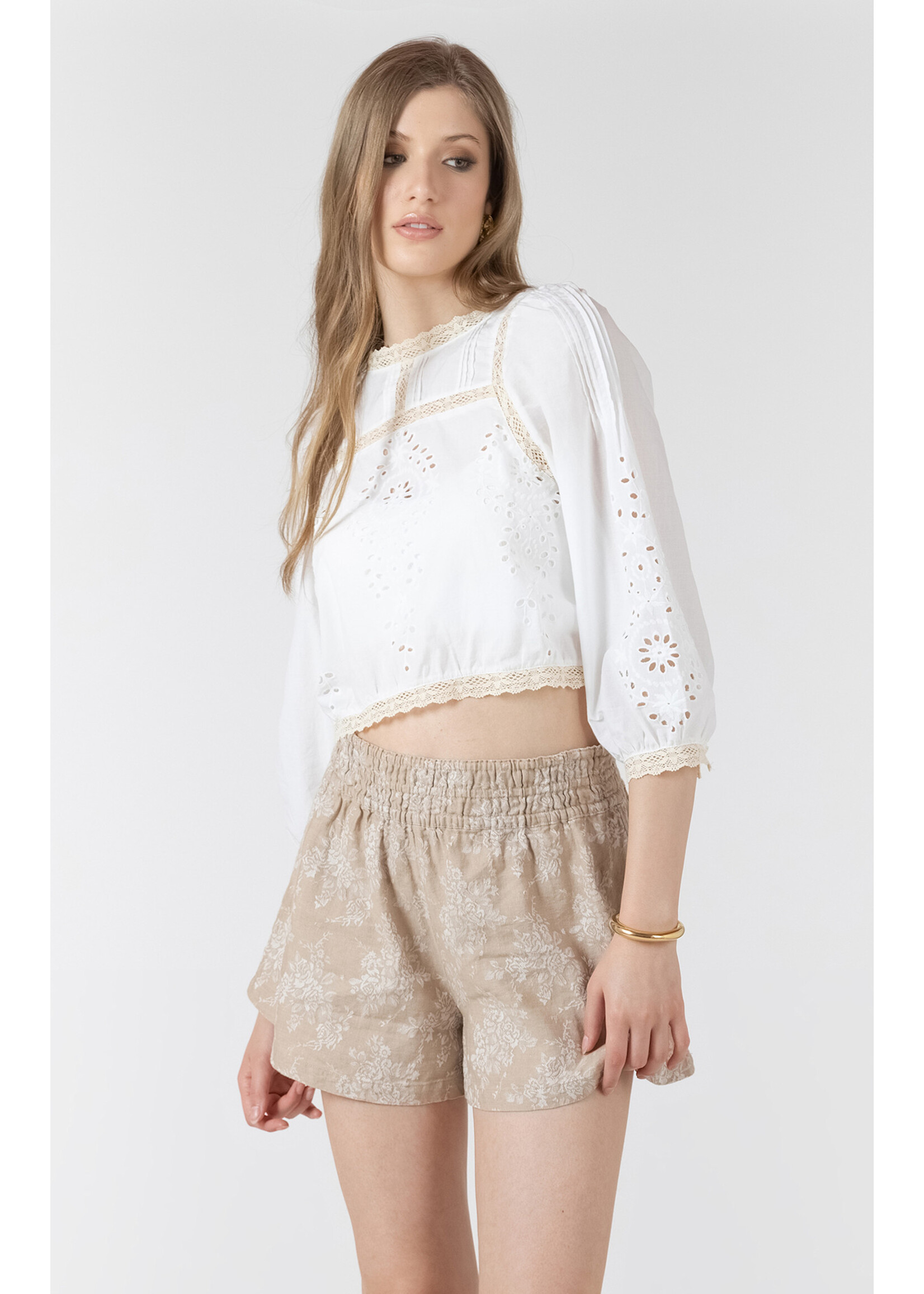 Dex Cream Eyelet Top