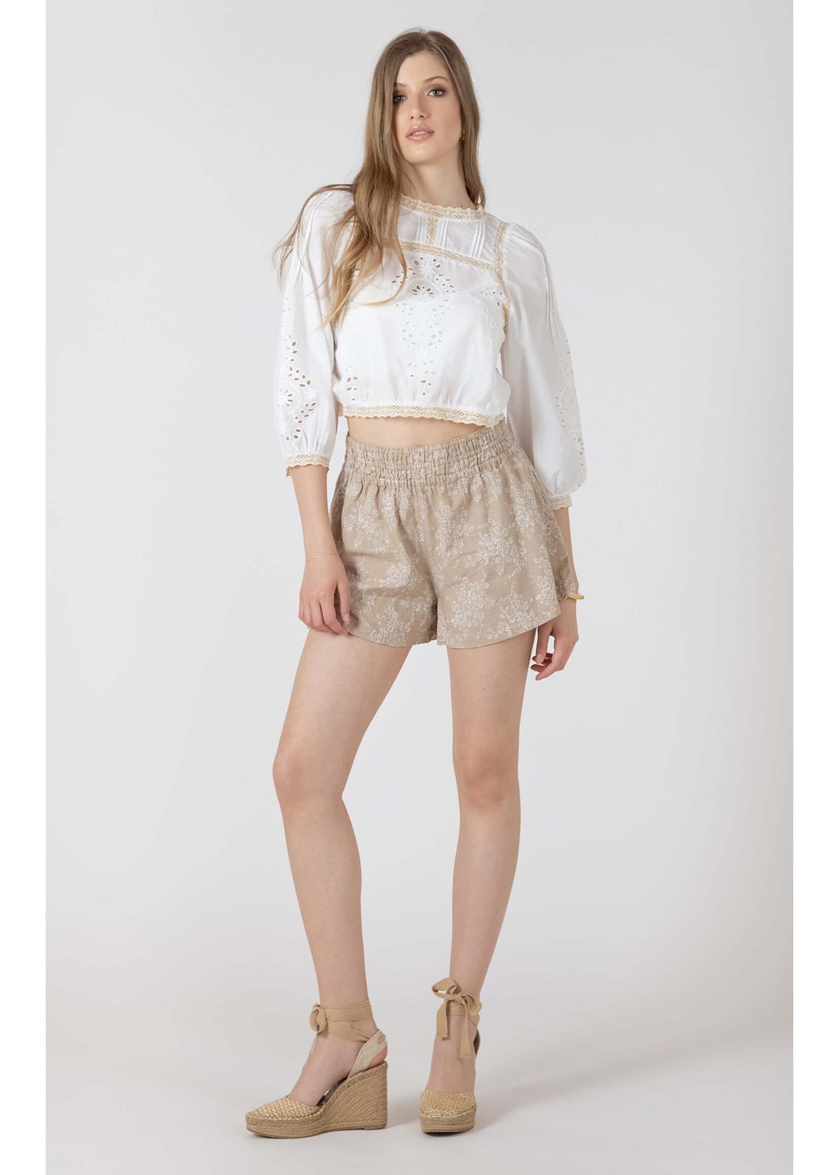 Dex Cream Eyelet Top