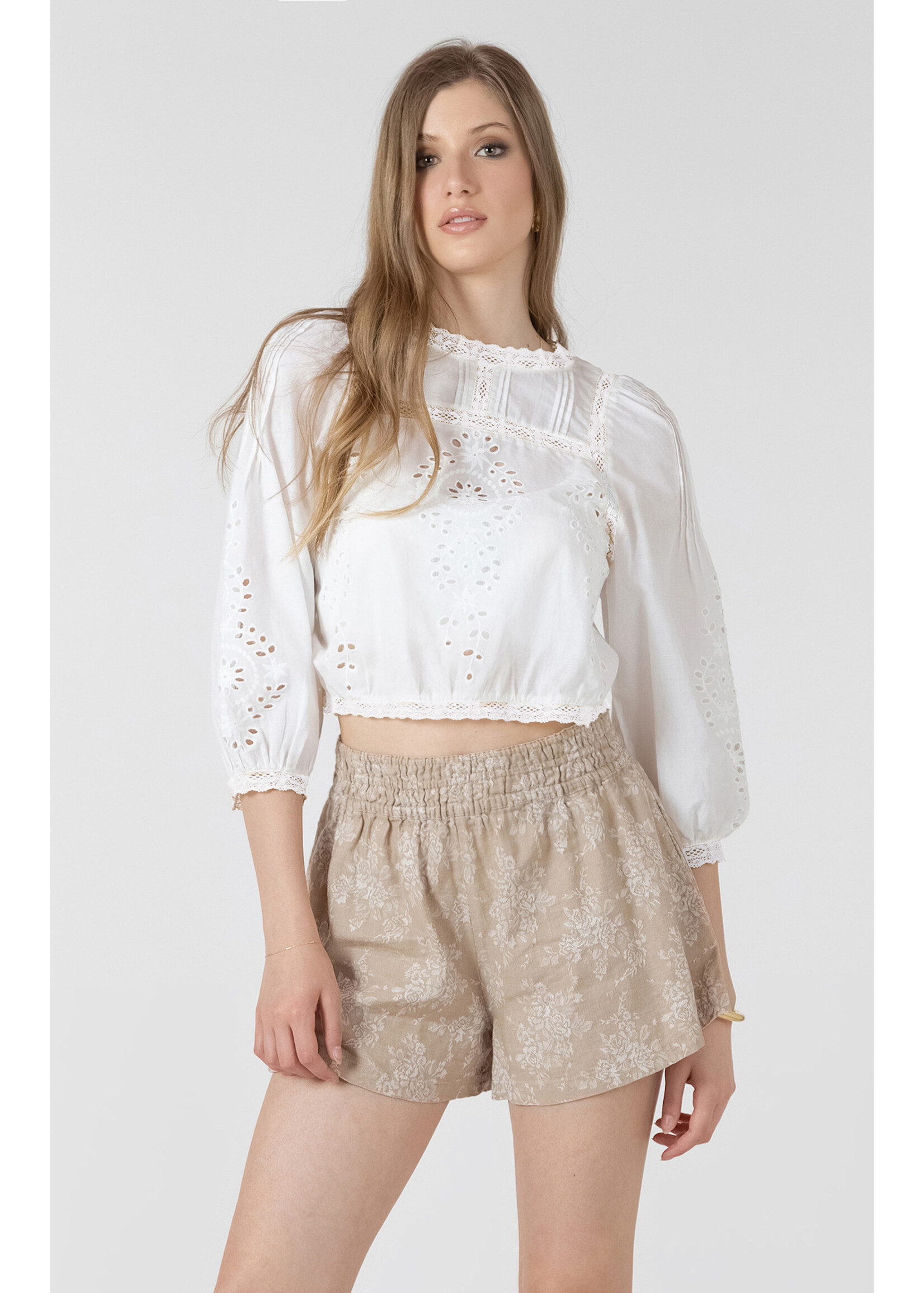 Dex Cream Eyelet Top