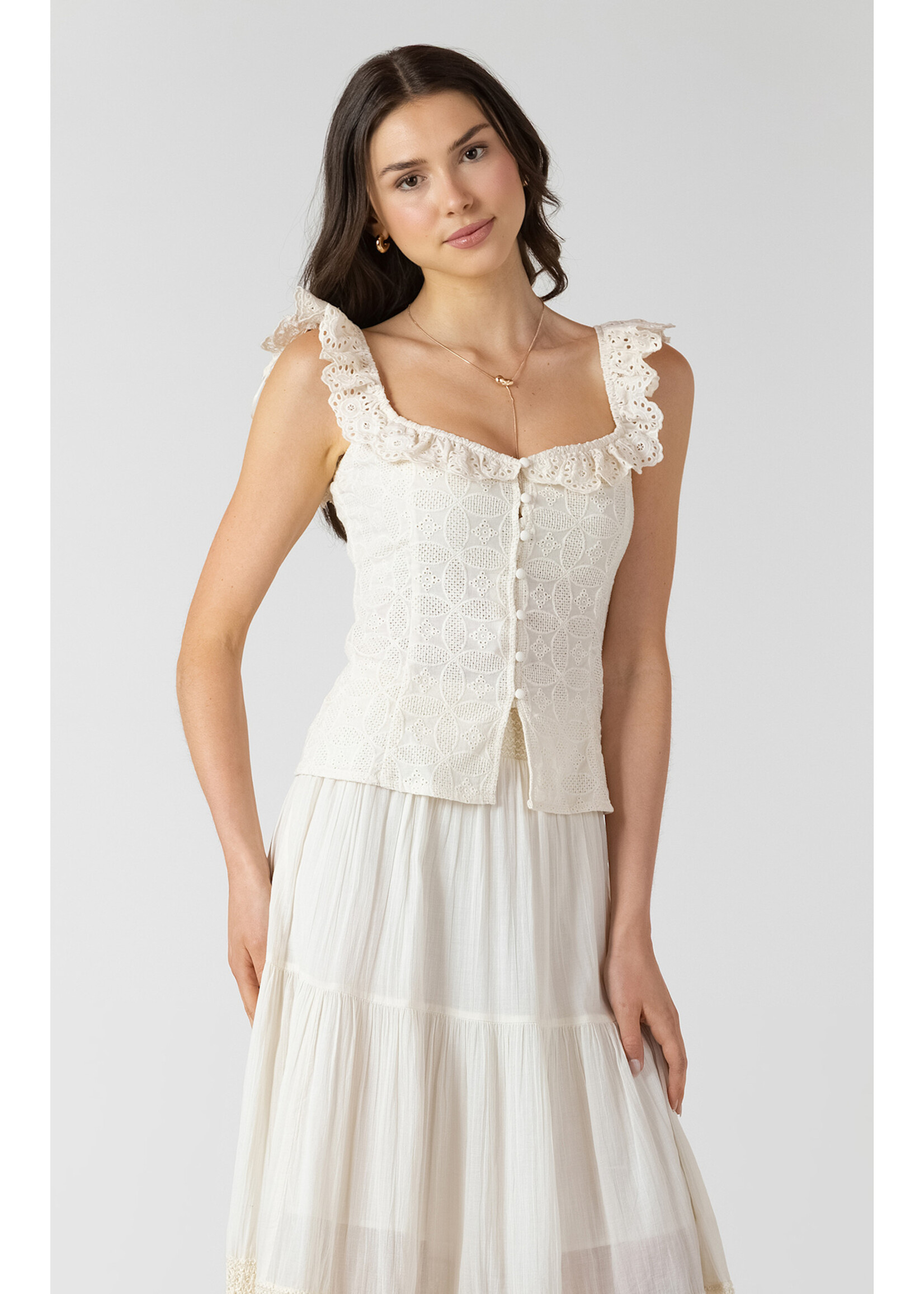 Dex Ruffle Eyelet Tank
