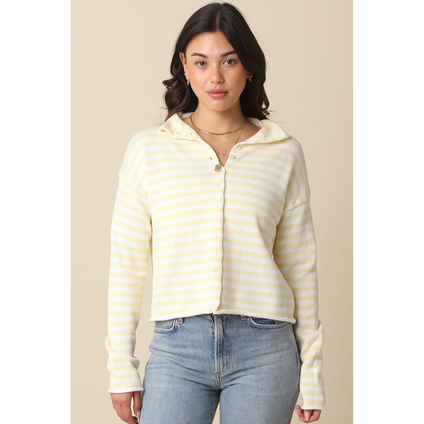 olivaceous O Elina Butter Stripe Cardigan