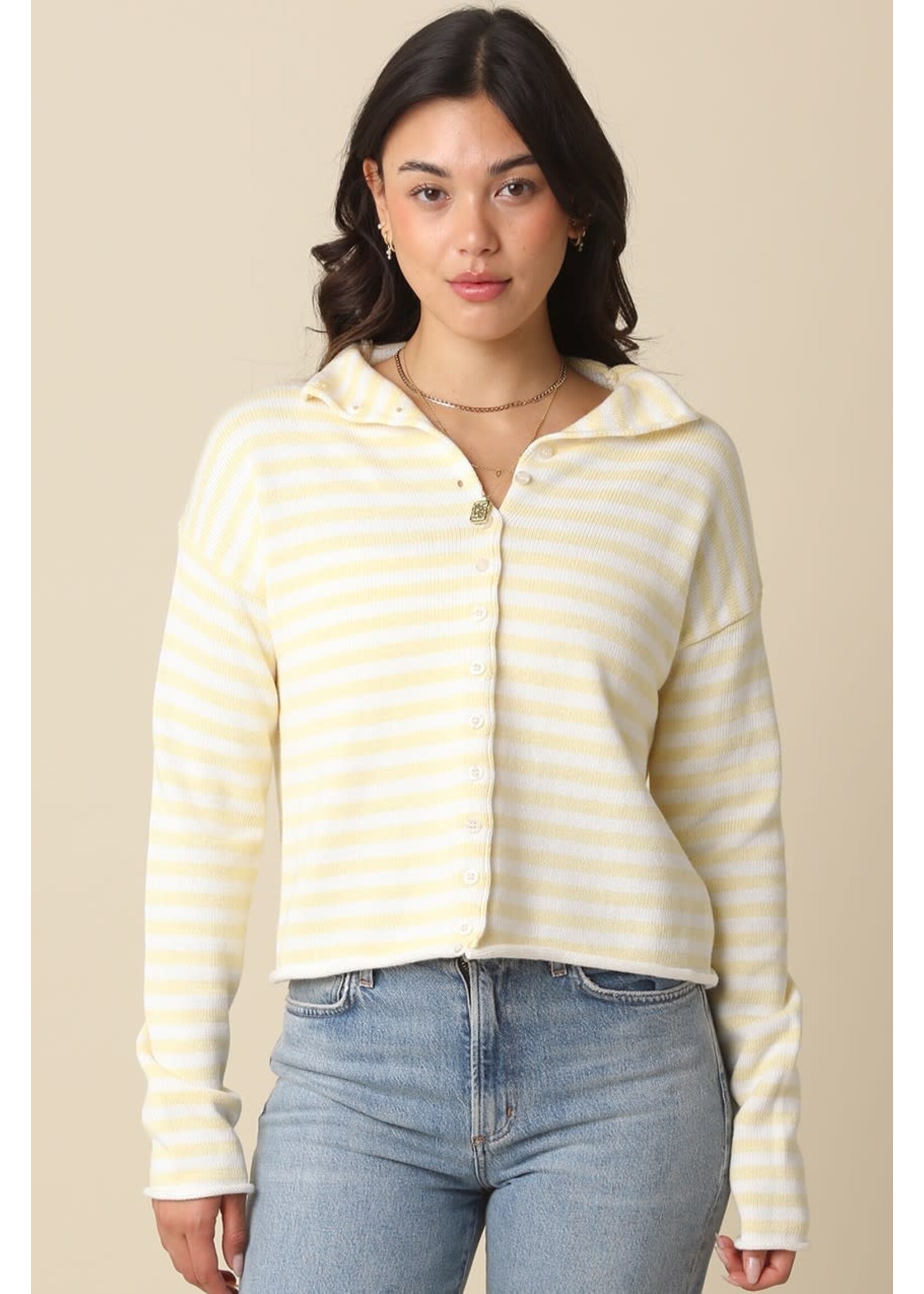 olivaceous Elina Butter Stripe Cardigan