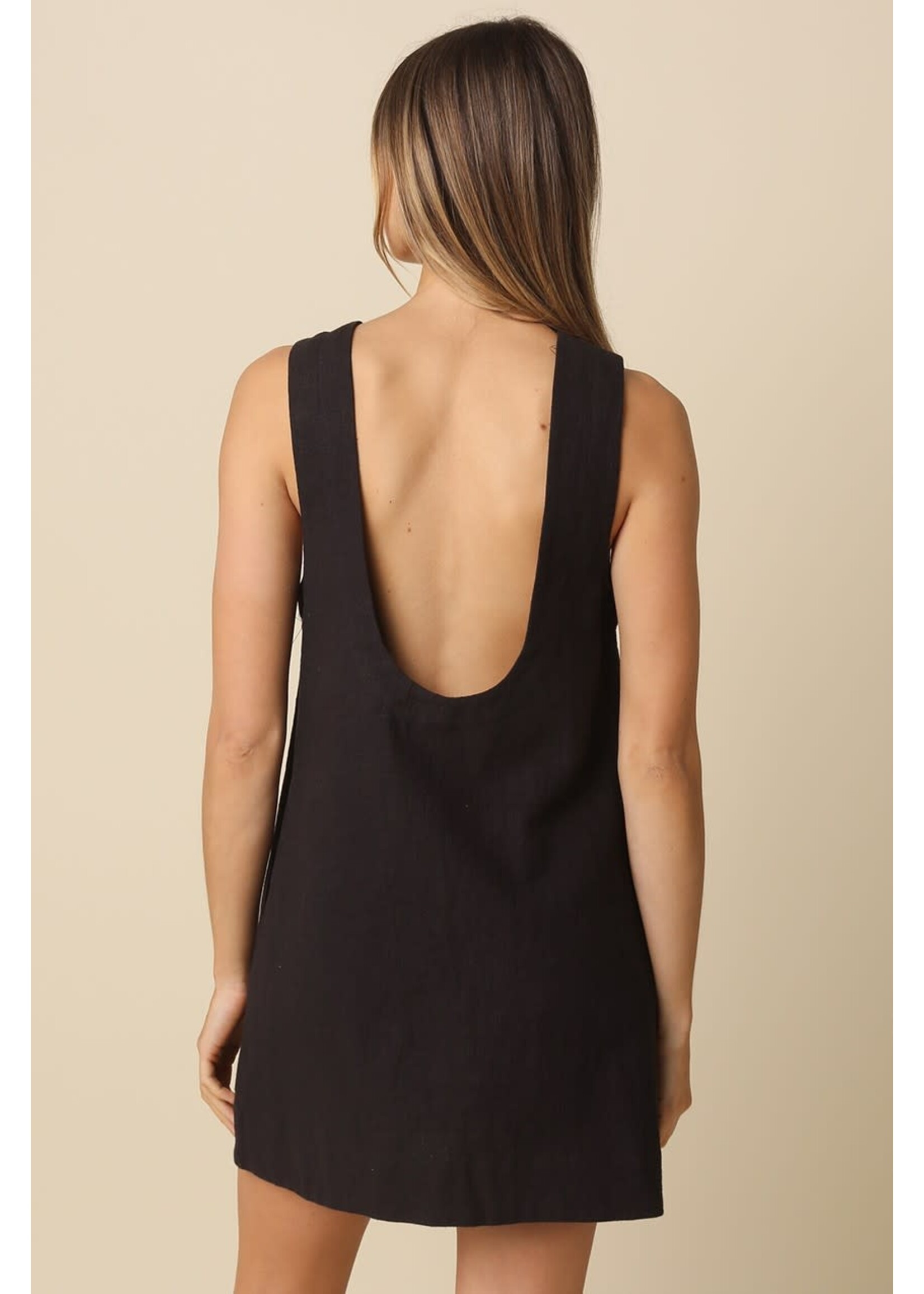 olivaceous Black Drop Back Dress