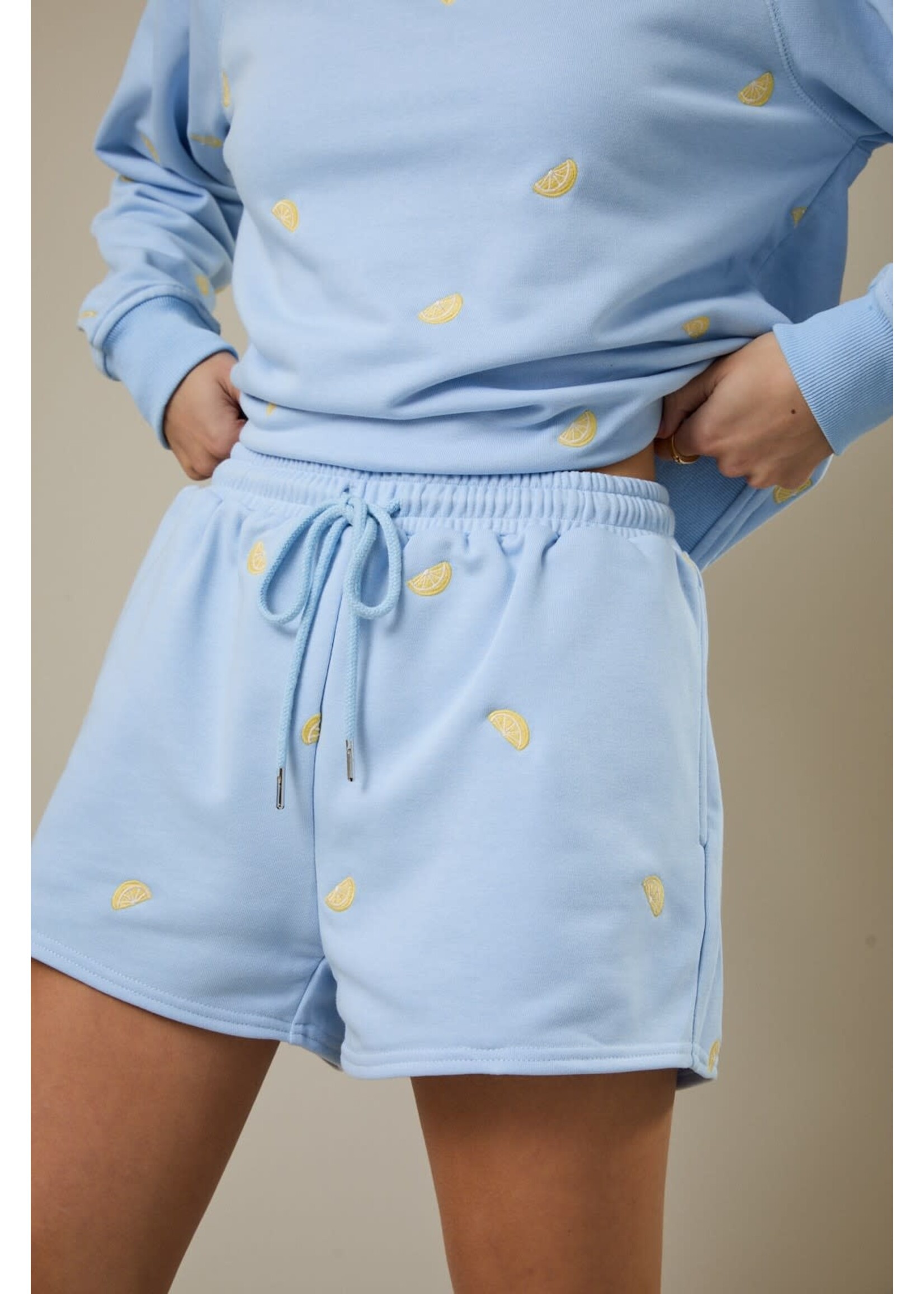 Sunday Edition Lemon Embroidered Short