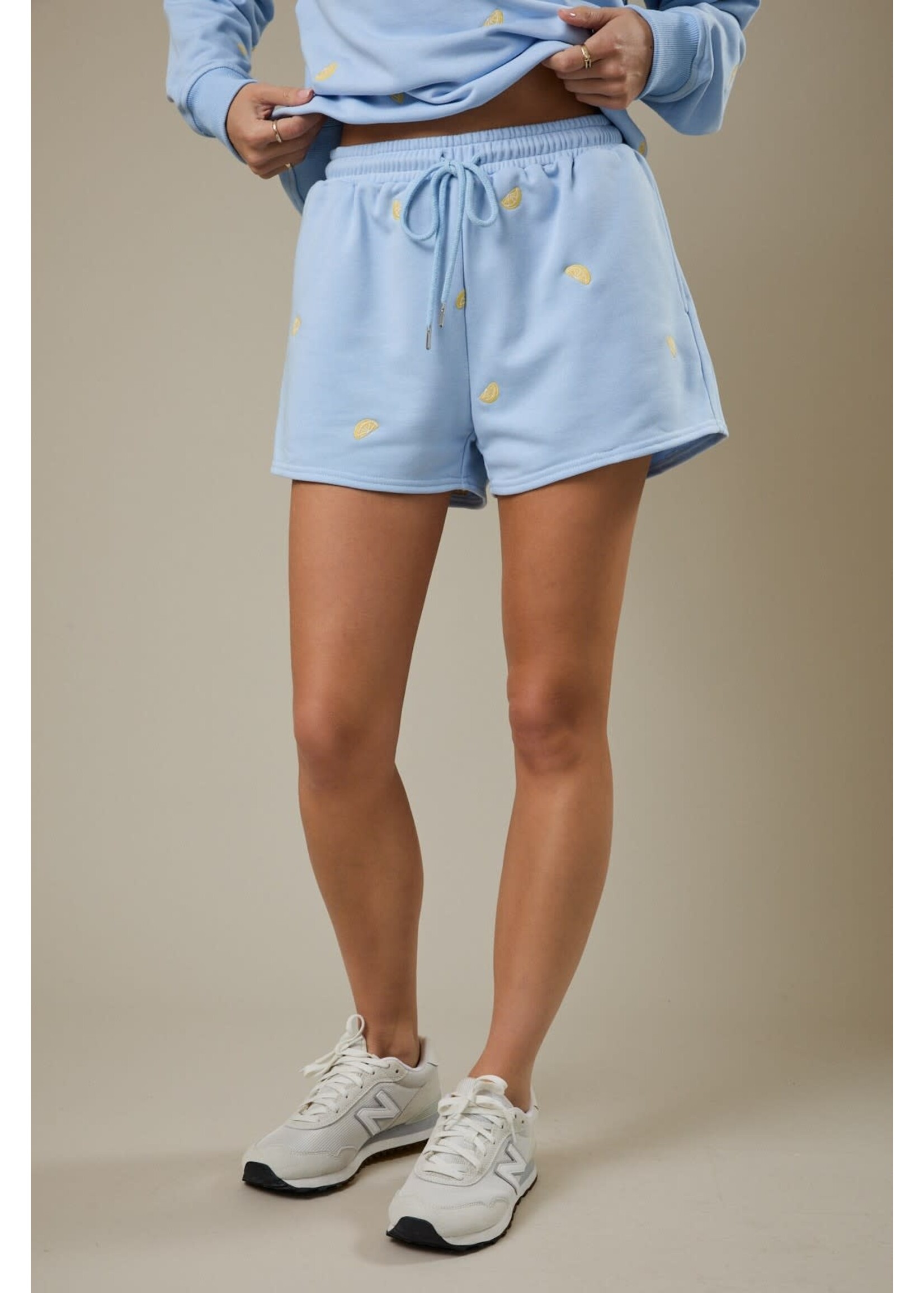 Sunday Edition Lemon Embroidered Short