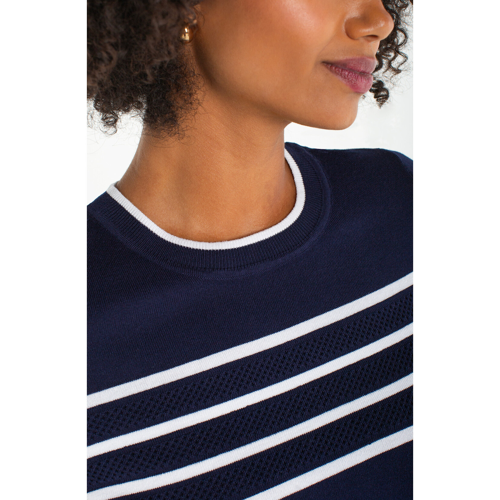 Liverpool LP Navy & White Crew Top