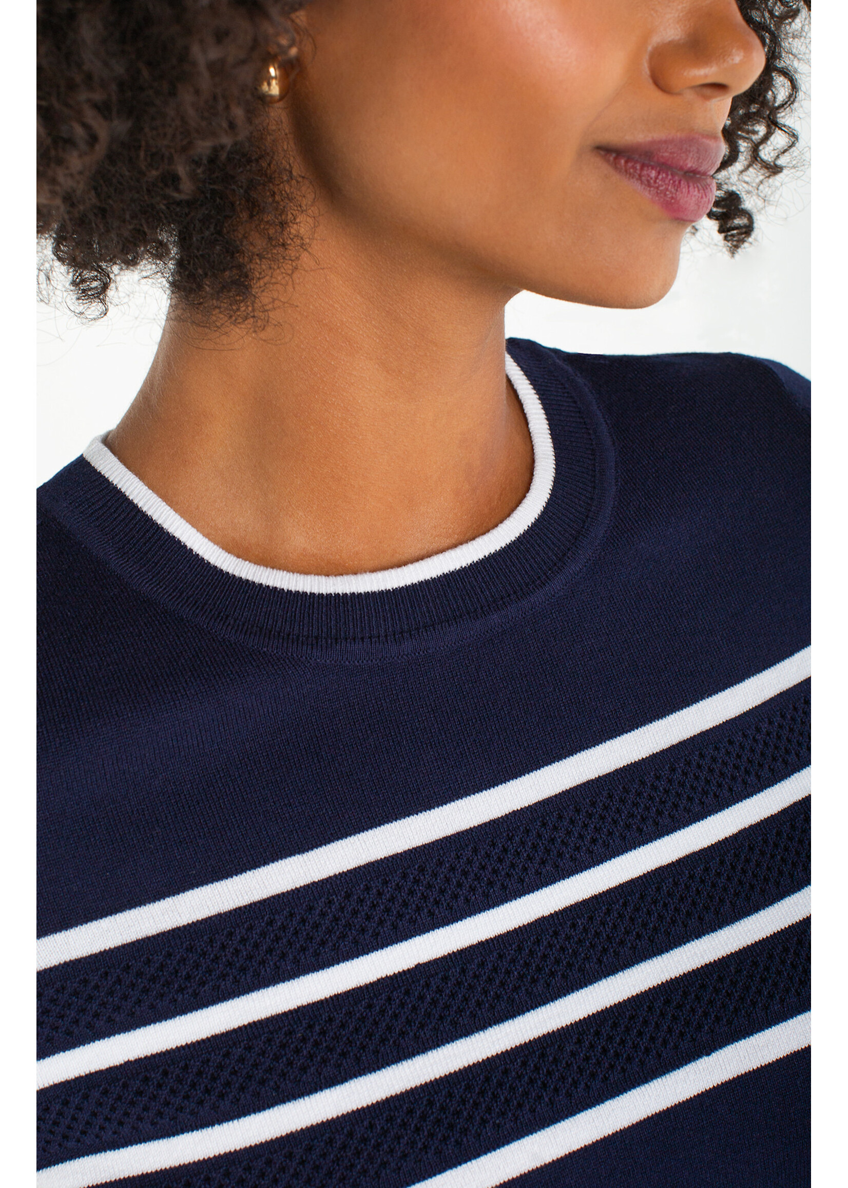 Liverpool LP Navy & White Crew Top