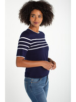 Liverpool Navy & White Crew Top