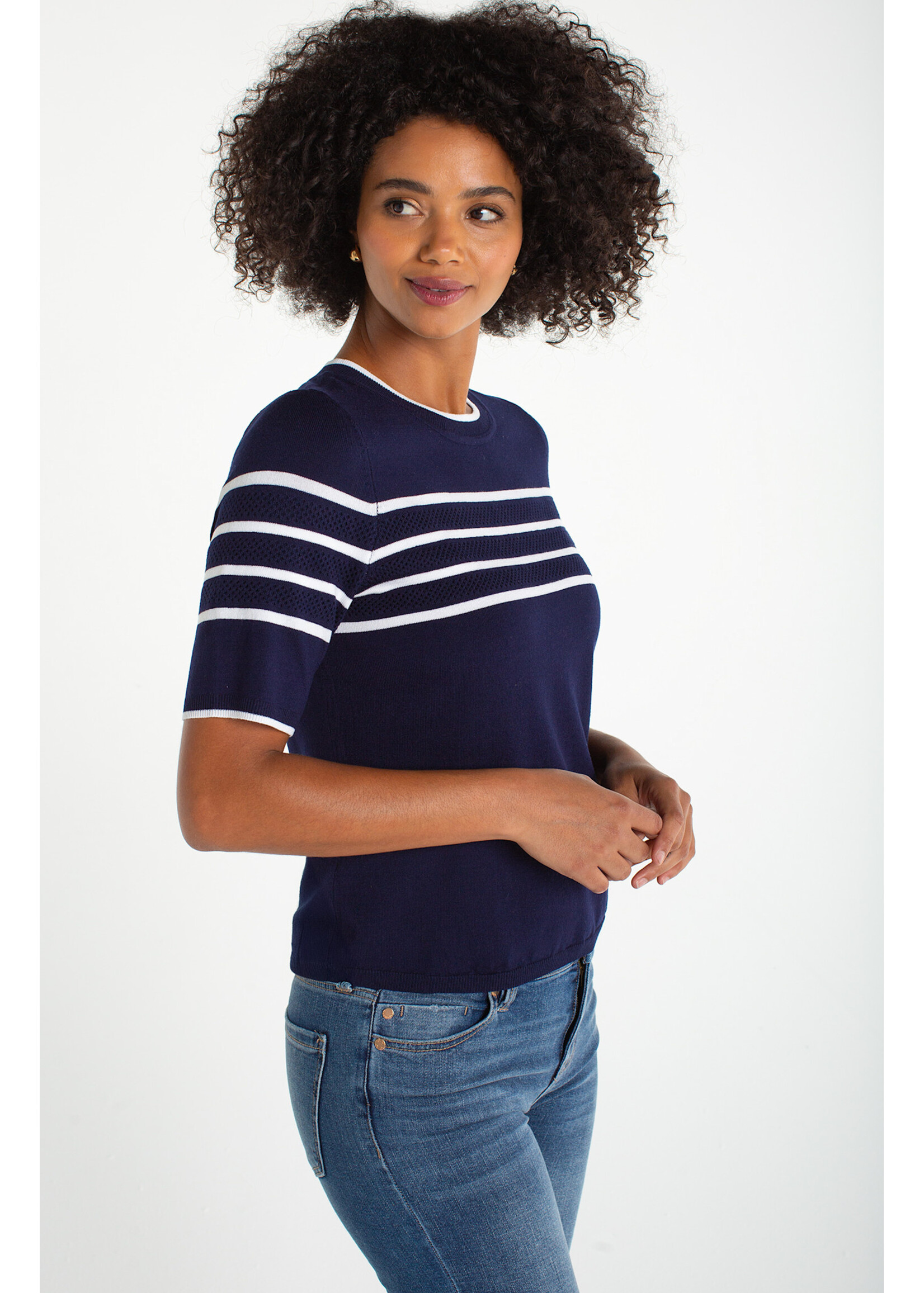 Liverpool LP Navy & White Crew Top