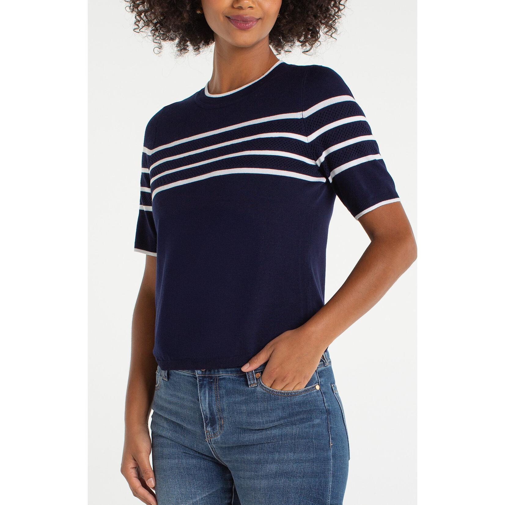 Liverpool LP Navy & White Crew Top