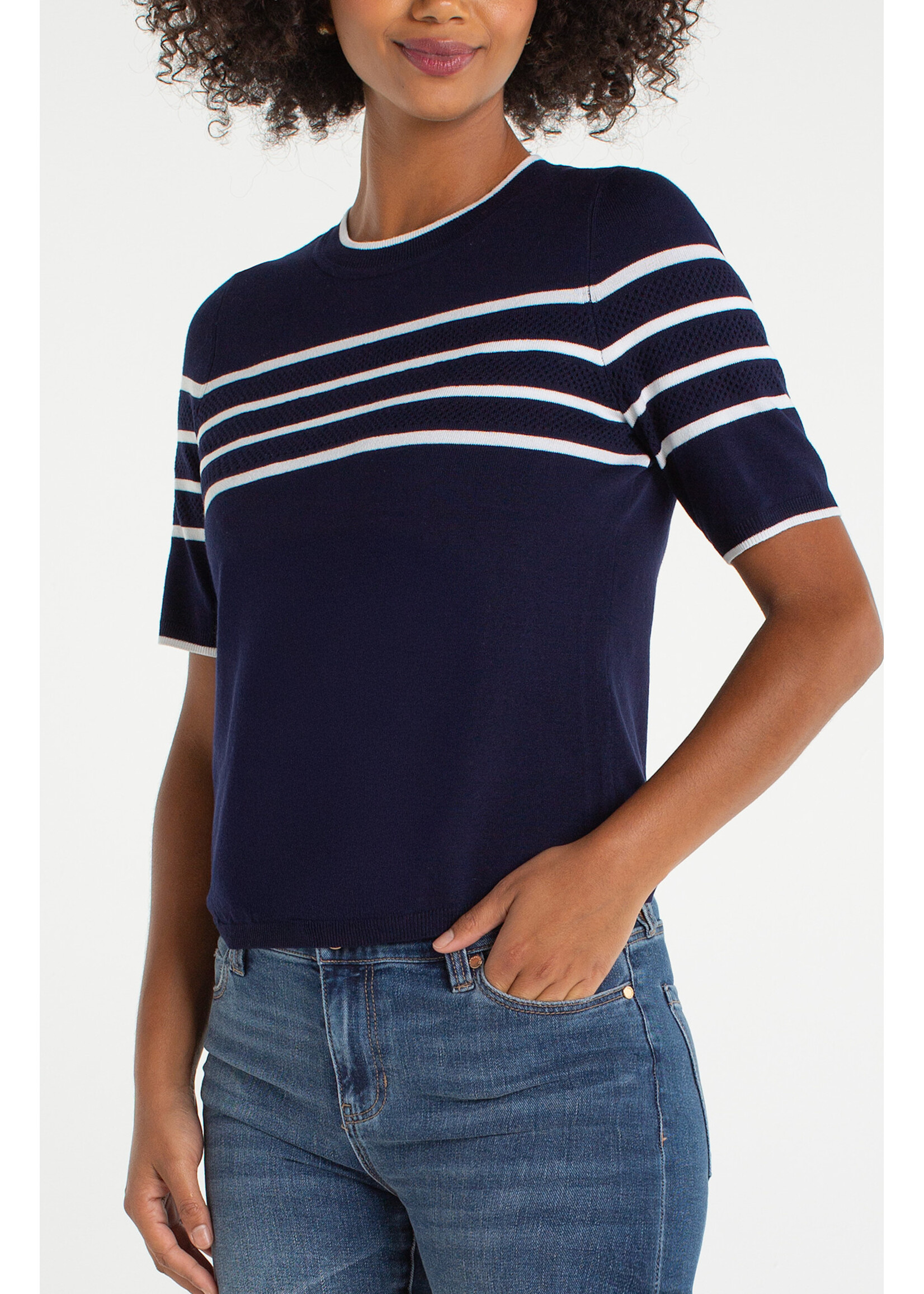 Liverpool LP Navy & White Crew Top