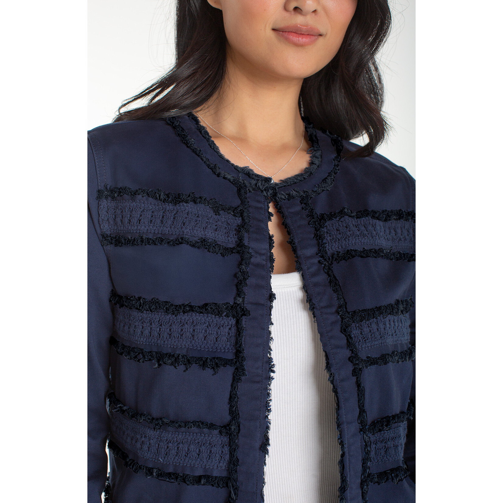 Liverpool Navy Fray & Lace JAcket