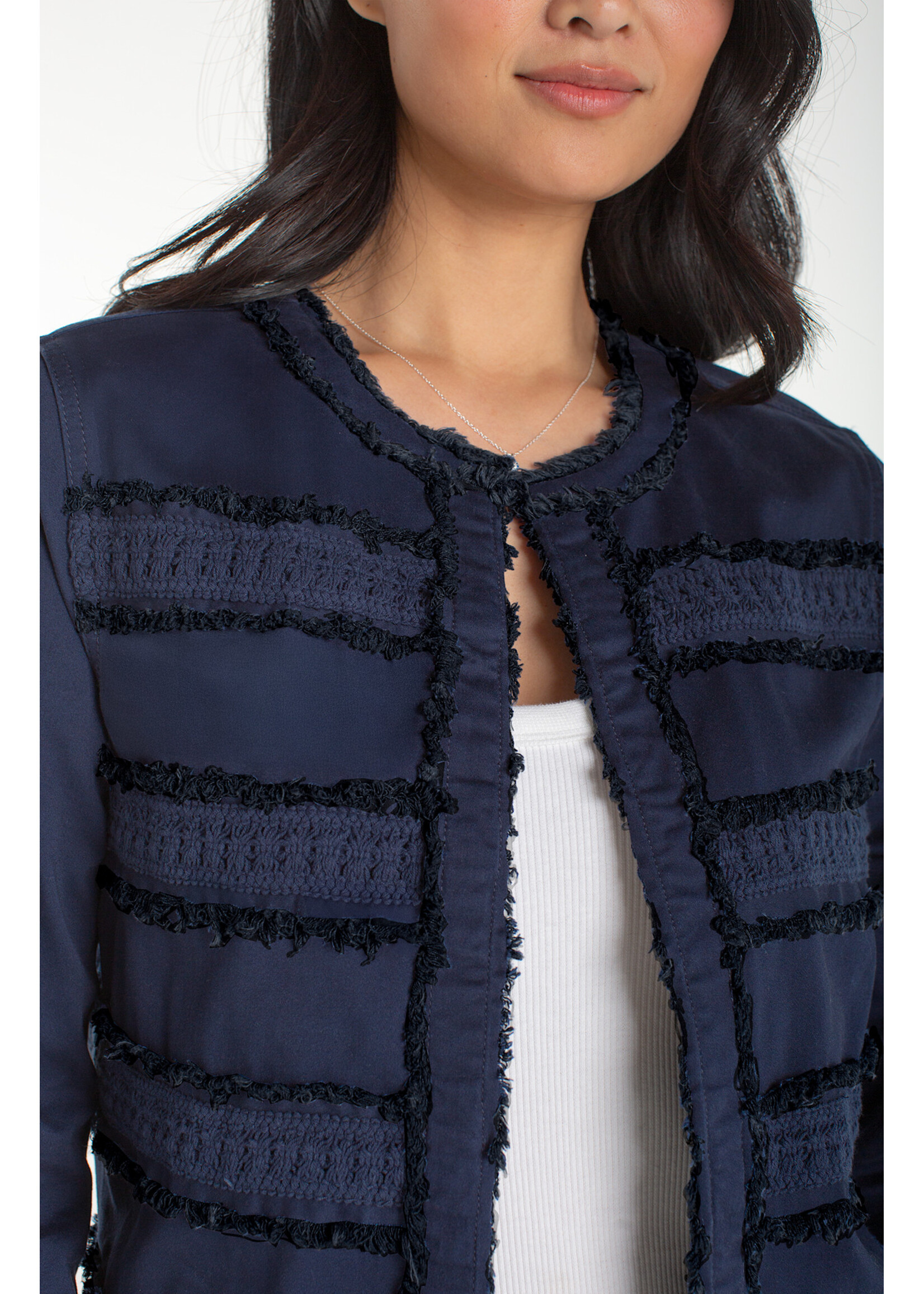 Liverpool Navy Fray & Lace JAcket