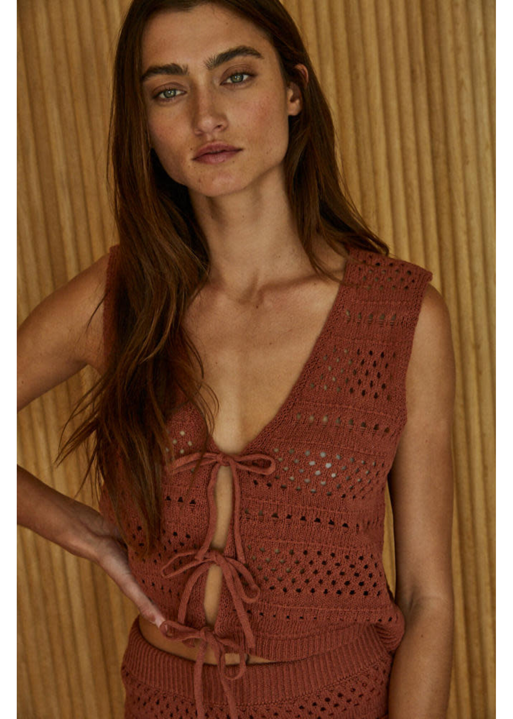 By together Rust Tie Crochet Top