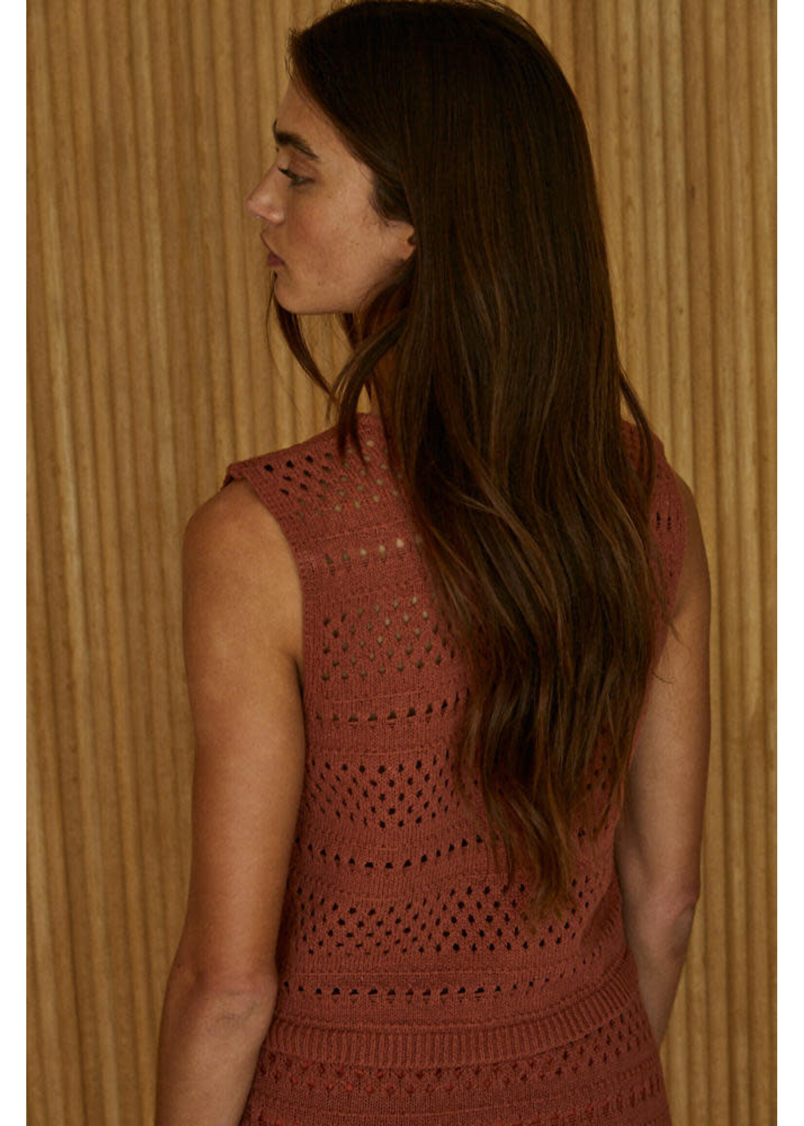 By together Rust Tie Crochet Top
