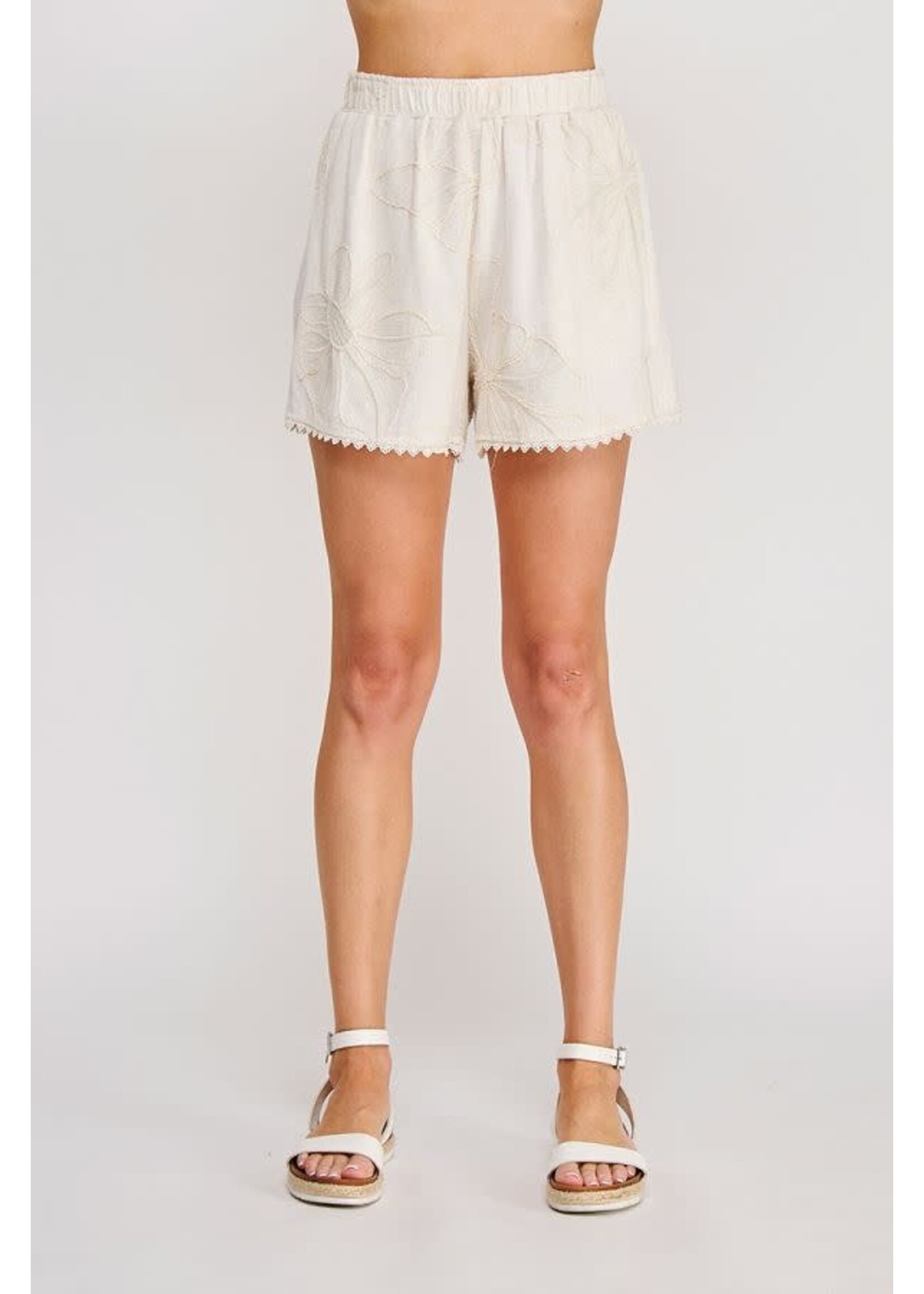 Allie Rose Floral Embroidered Short