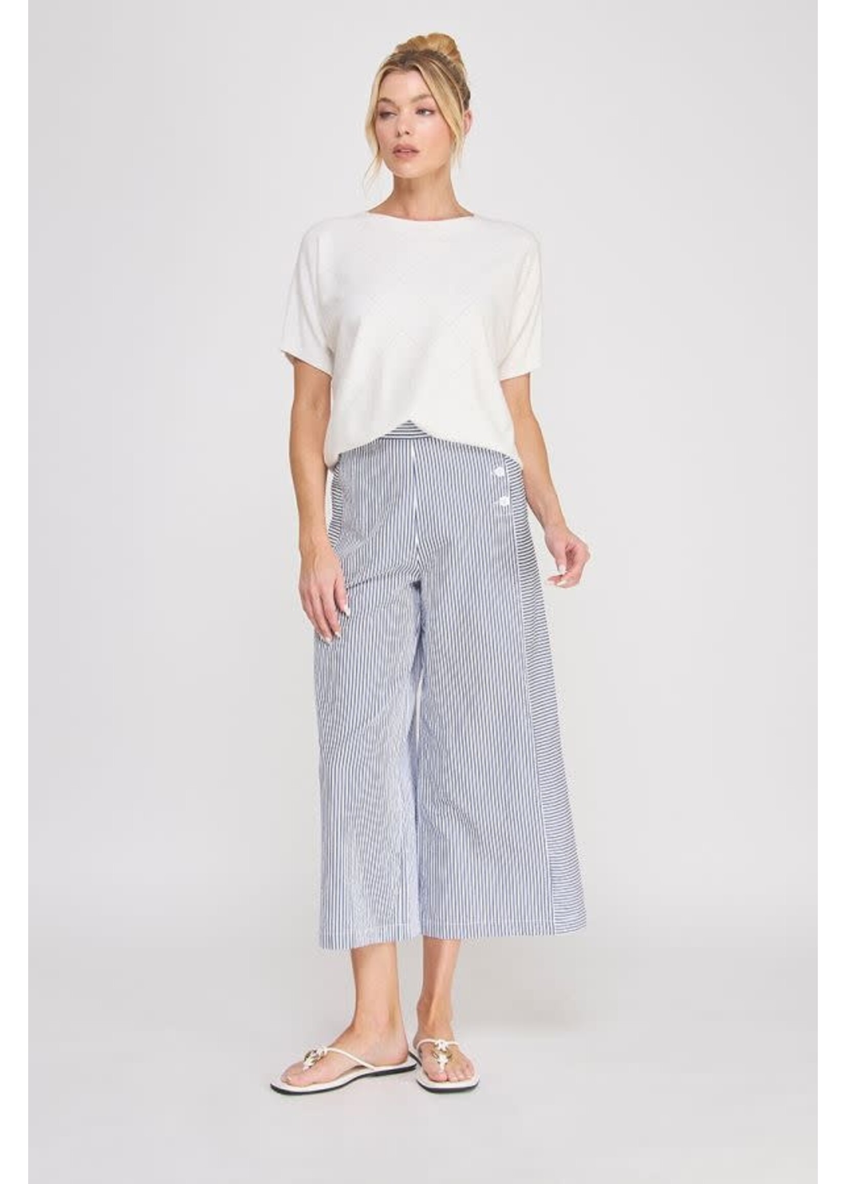Allie Rose  Navy Searsucker Striped Pant