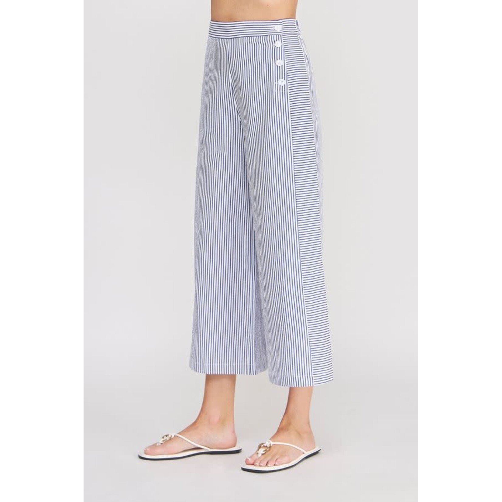 Allie Rose AR Navy Searsucker Striped Pant