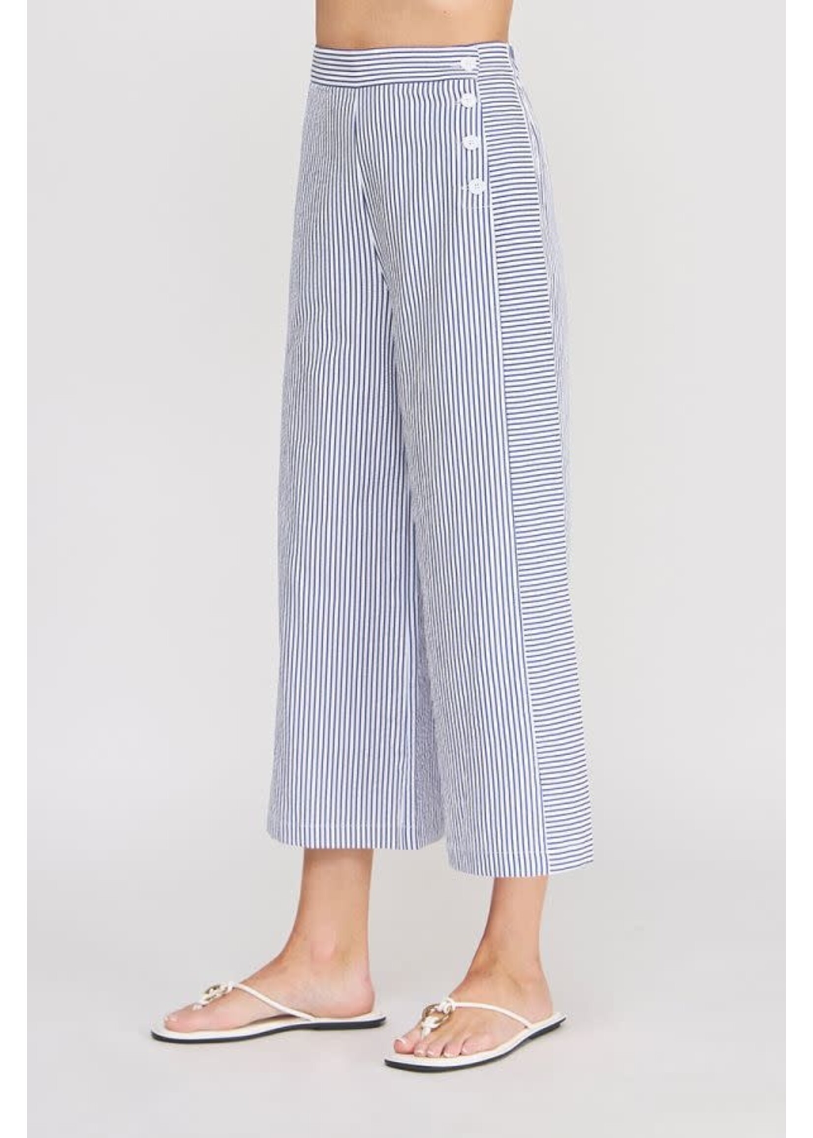 Allie Rose  Navy Searsucker Striped Pant
