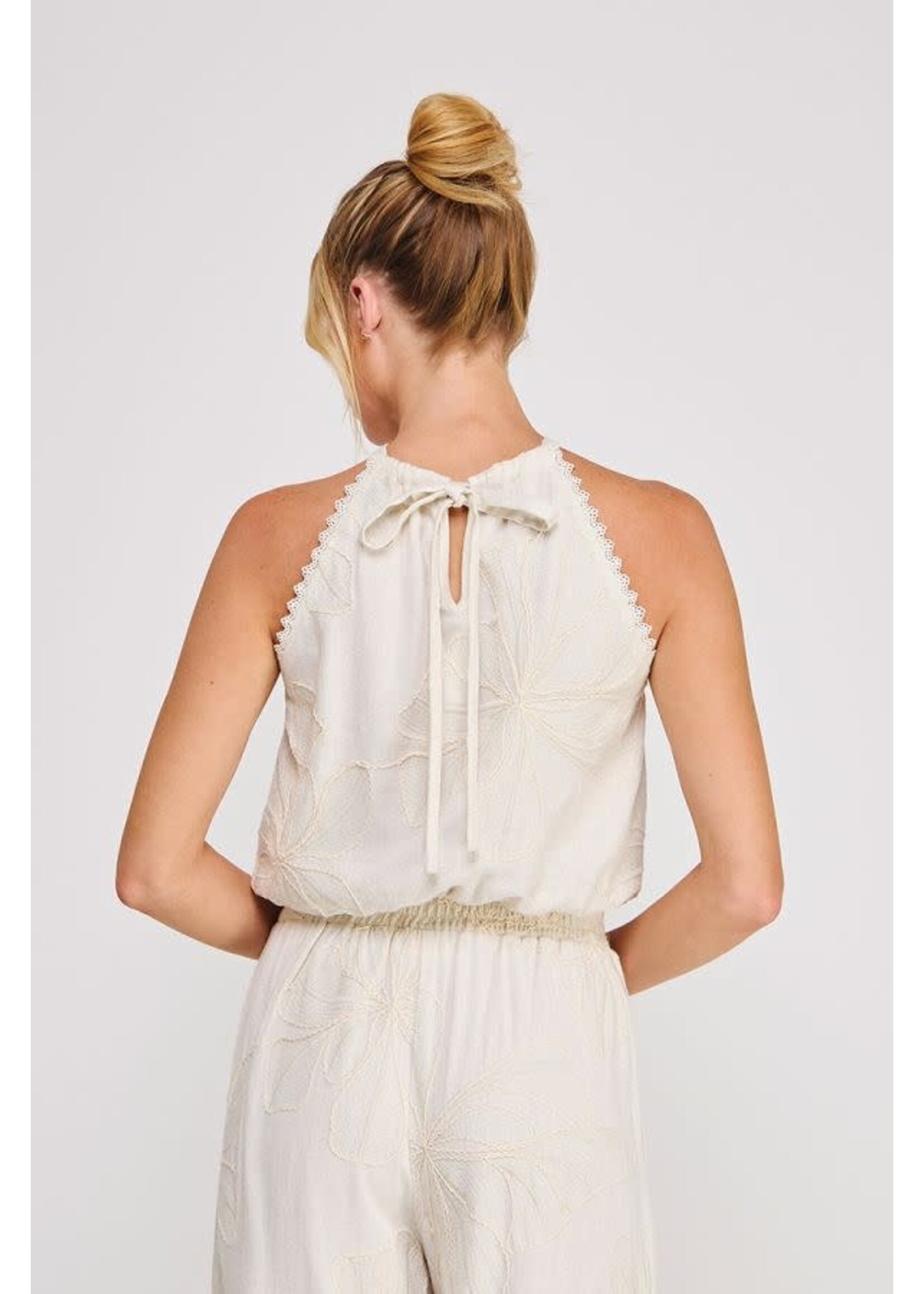 Allie Rose Floral Emb Halter Top