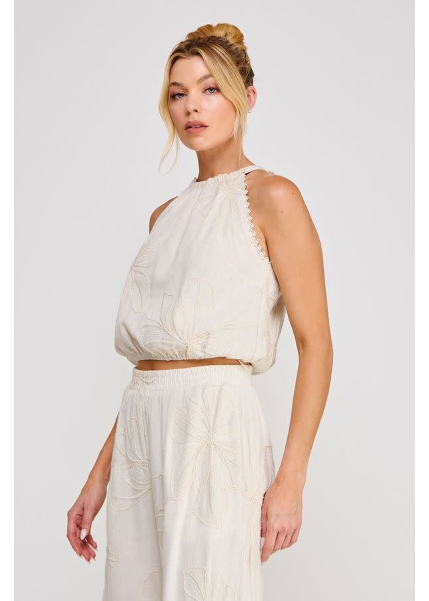 Allie Rose Floral Emb Halter Top