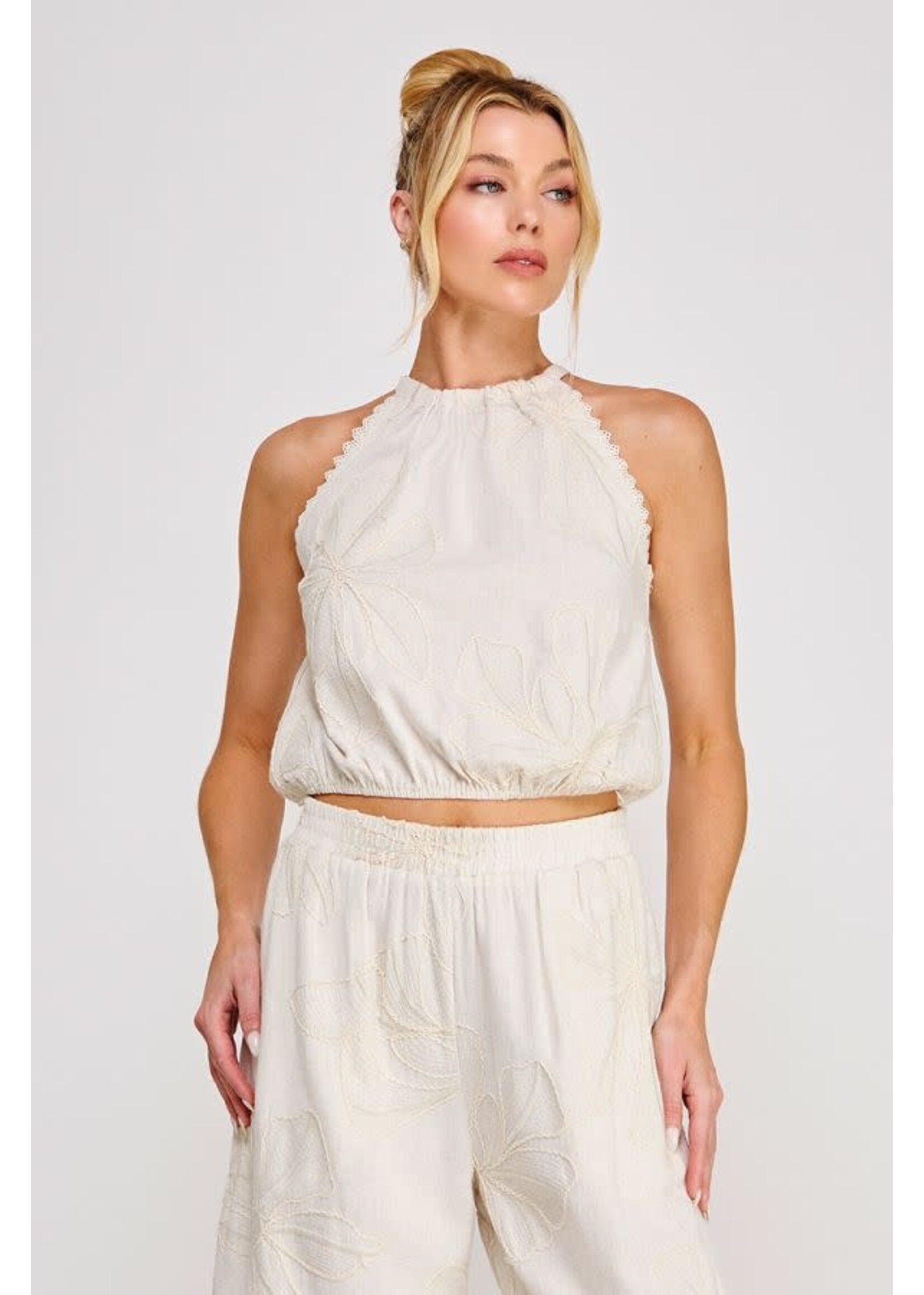 Allie Rose Floral Emb Halter Top