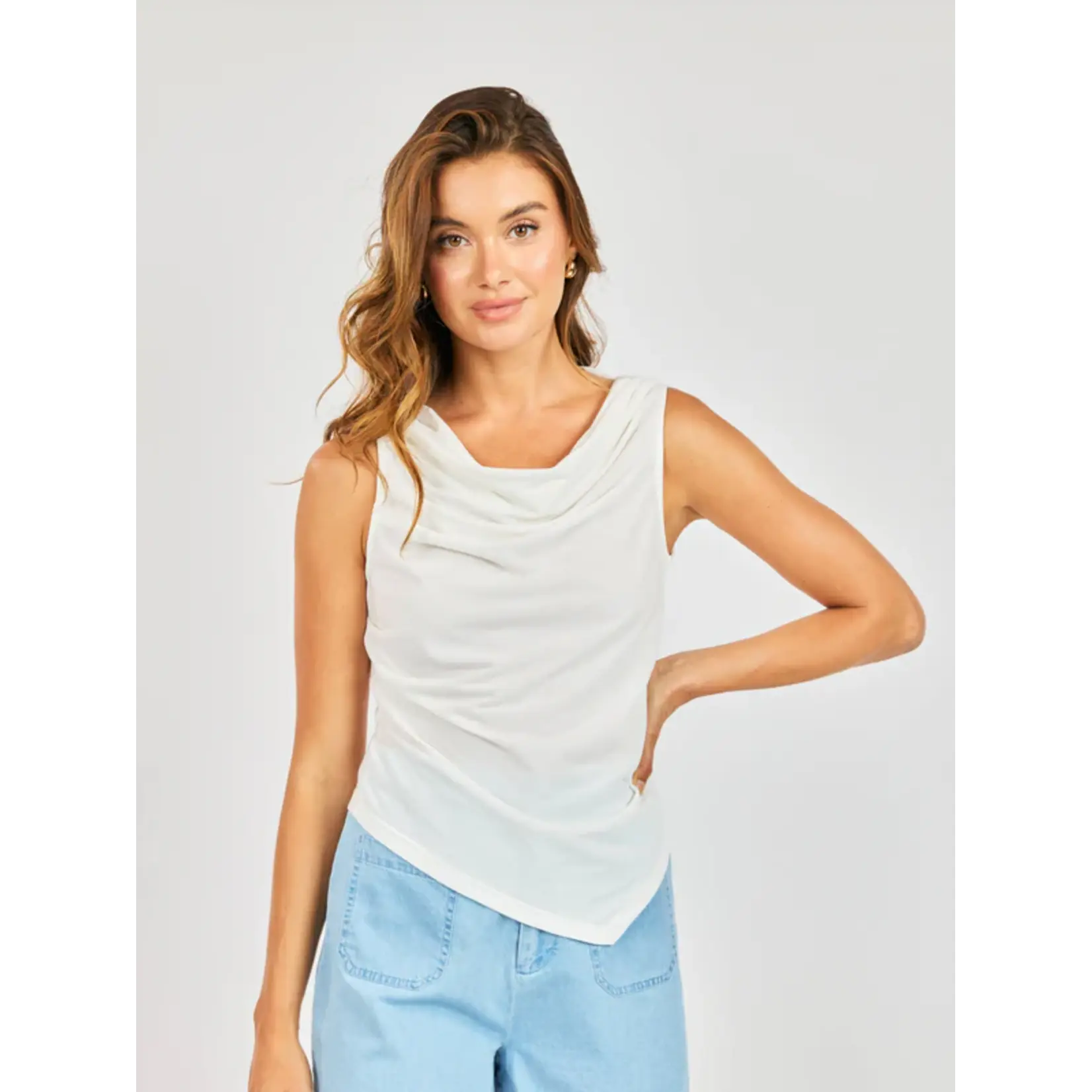 Sadie Sage SS Faithful Cowlneck Tank