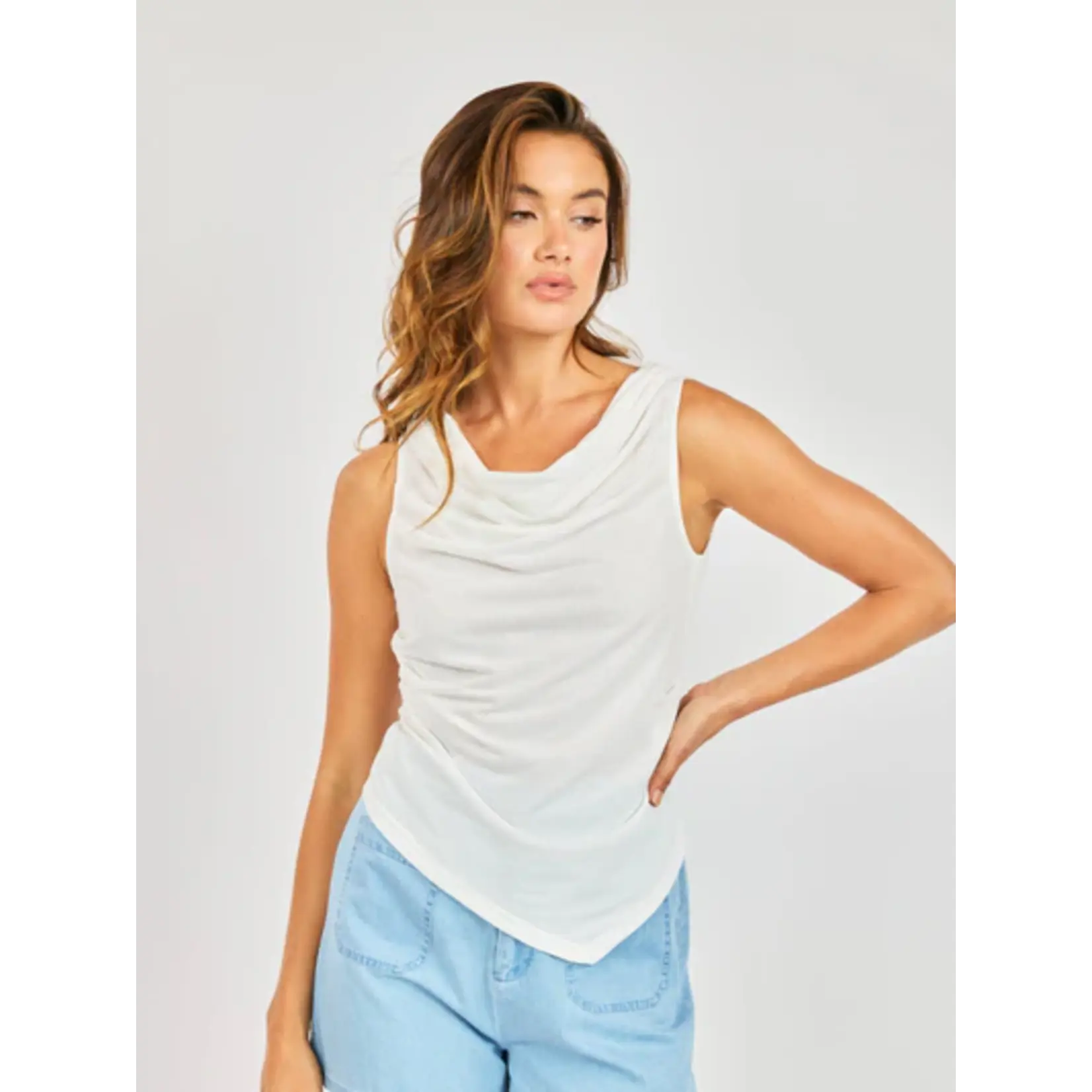 Sadie Sage SS Faithful Cowlneck Tank