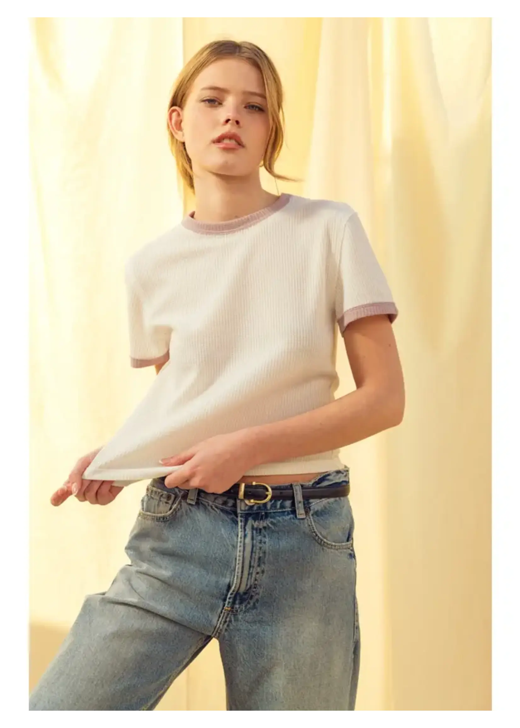 Dex MM Waffle Contrast Tee