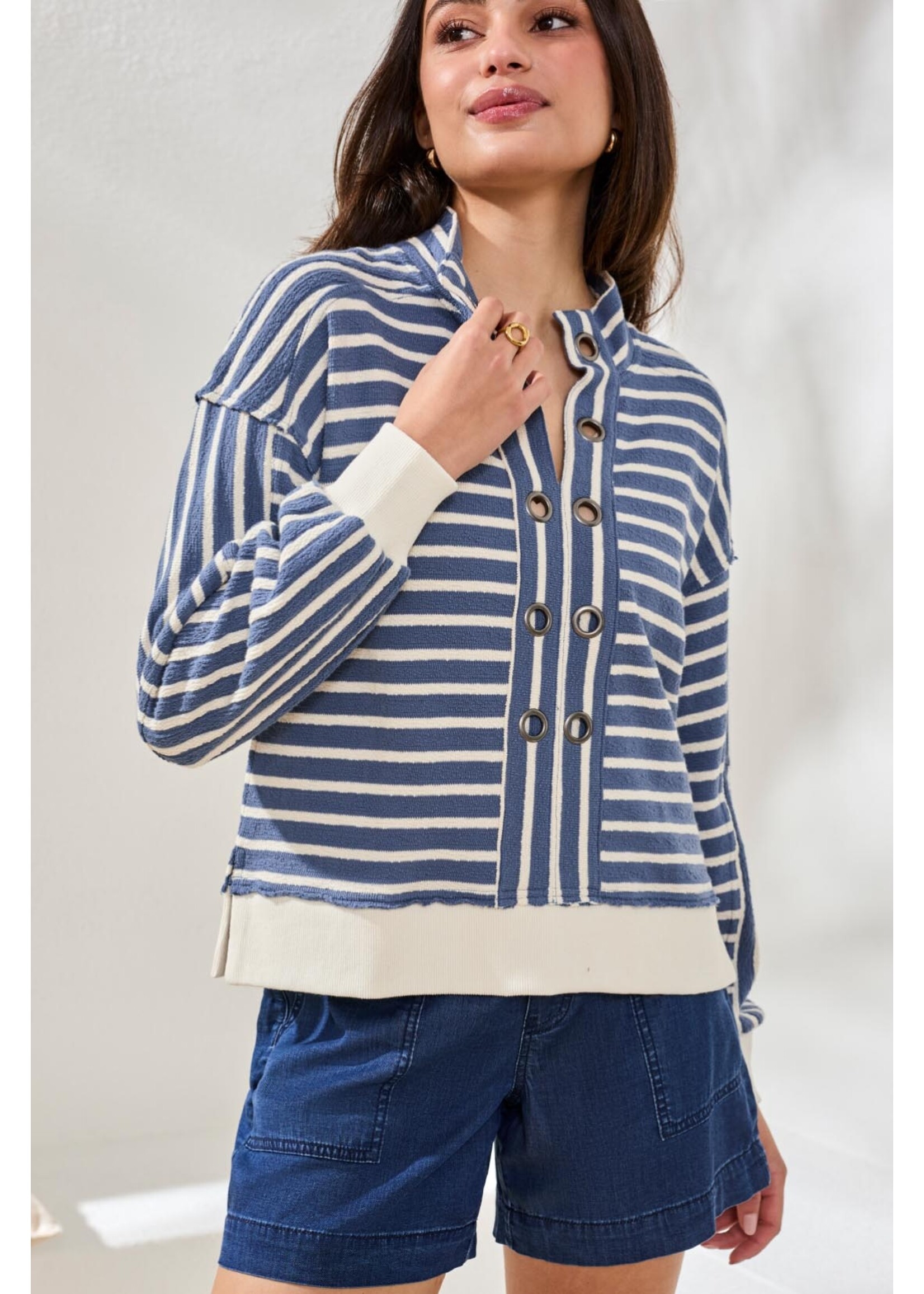 Tribal  Pop Over Puff Slv Top