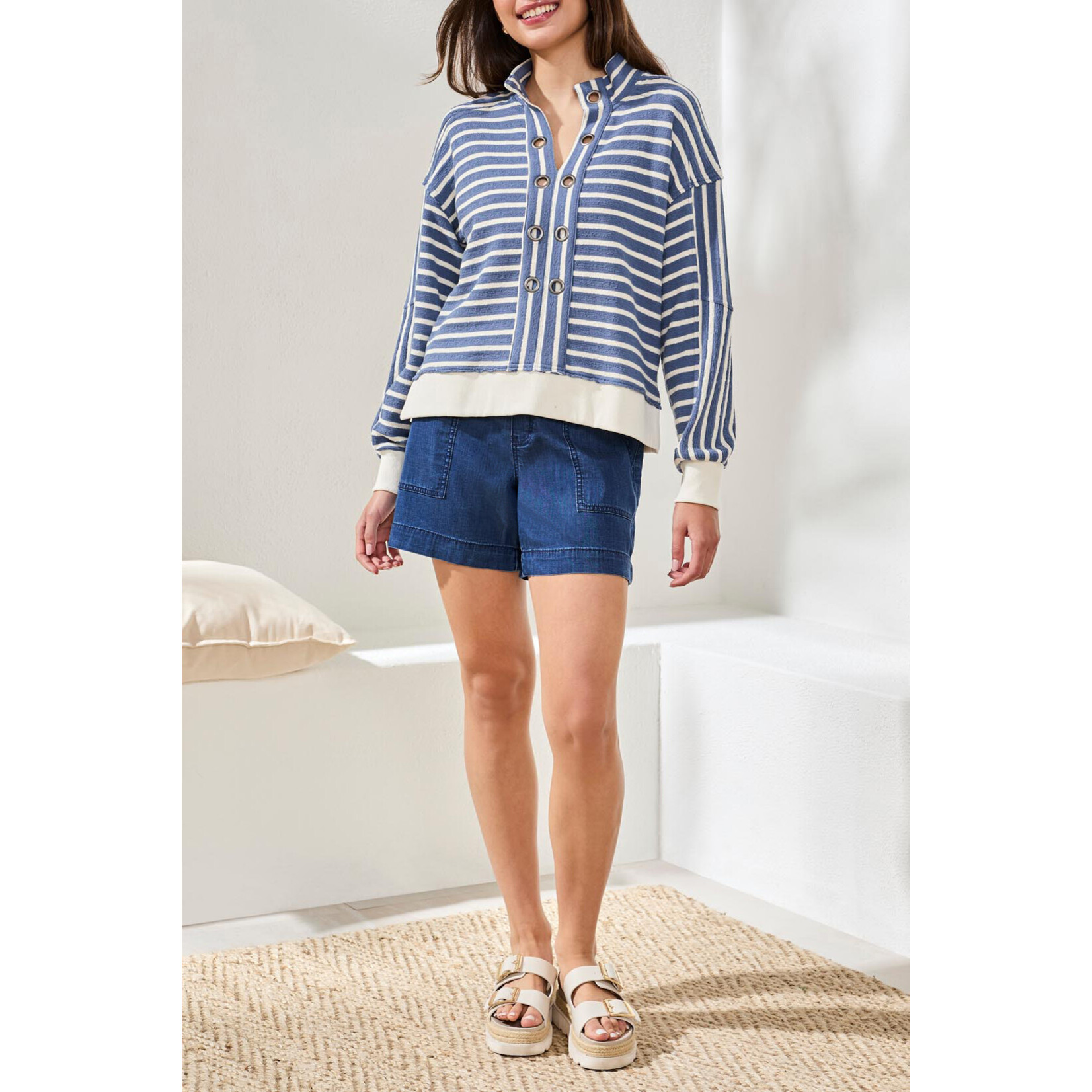 Tribal T Pop Over Puff Slv Top