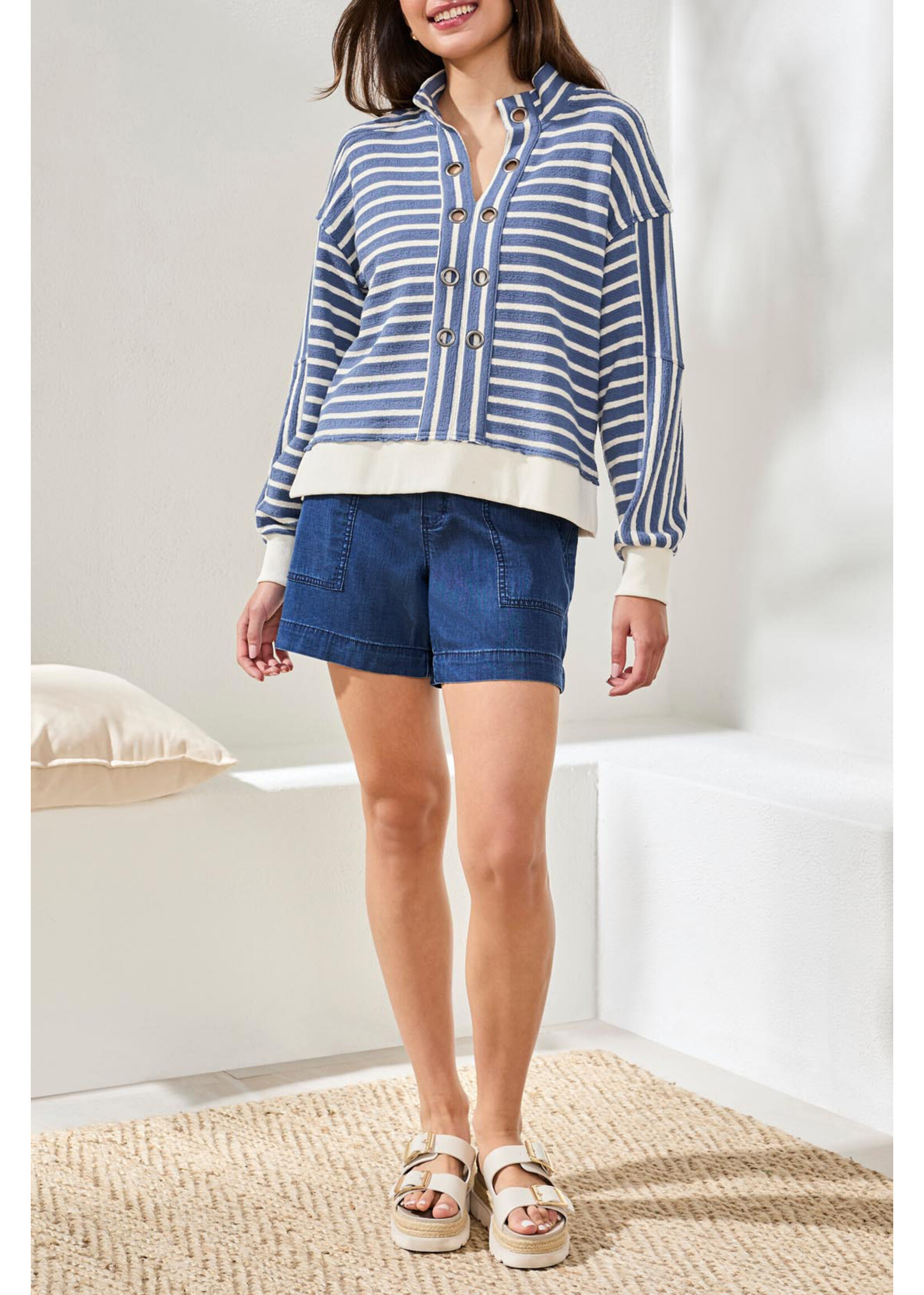 Tribal  Pop Over Puff Slv Top
