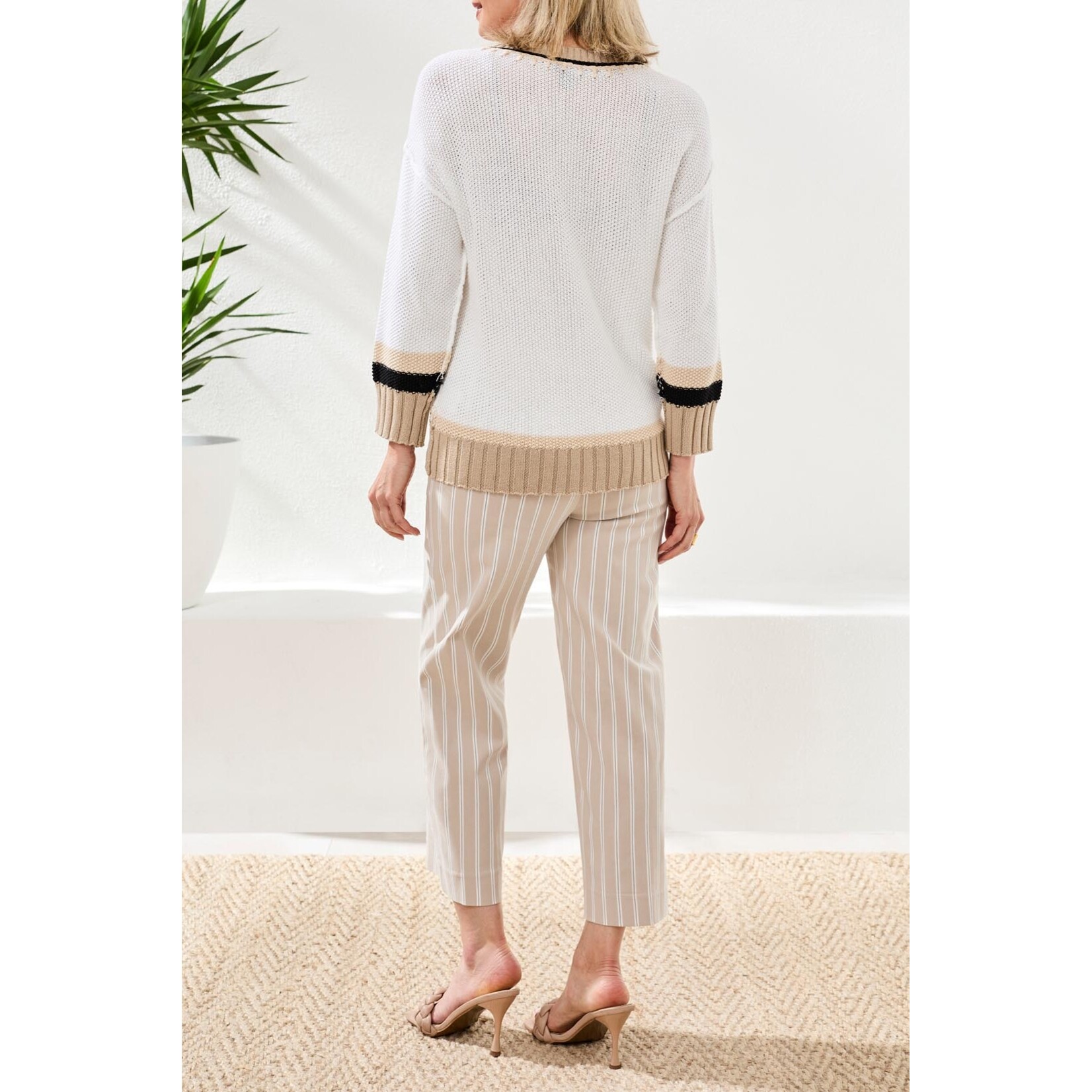 Tribal T 3/4 Slv Colorblock Top