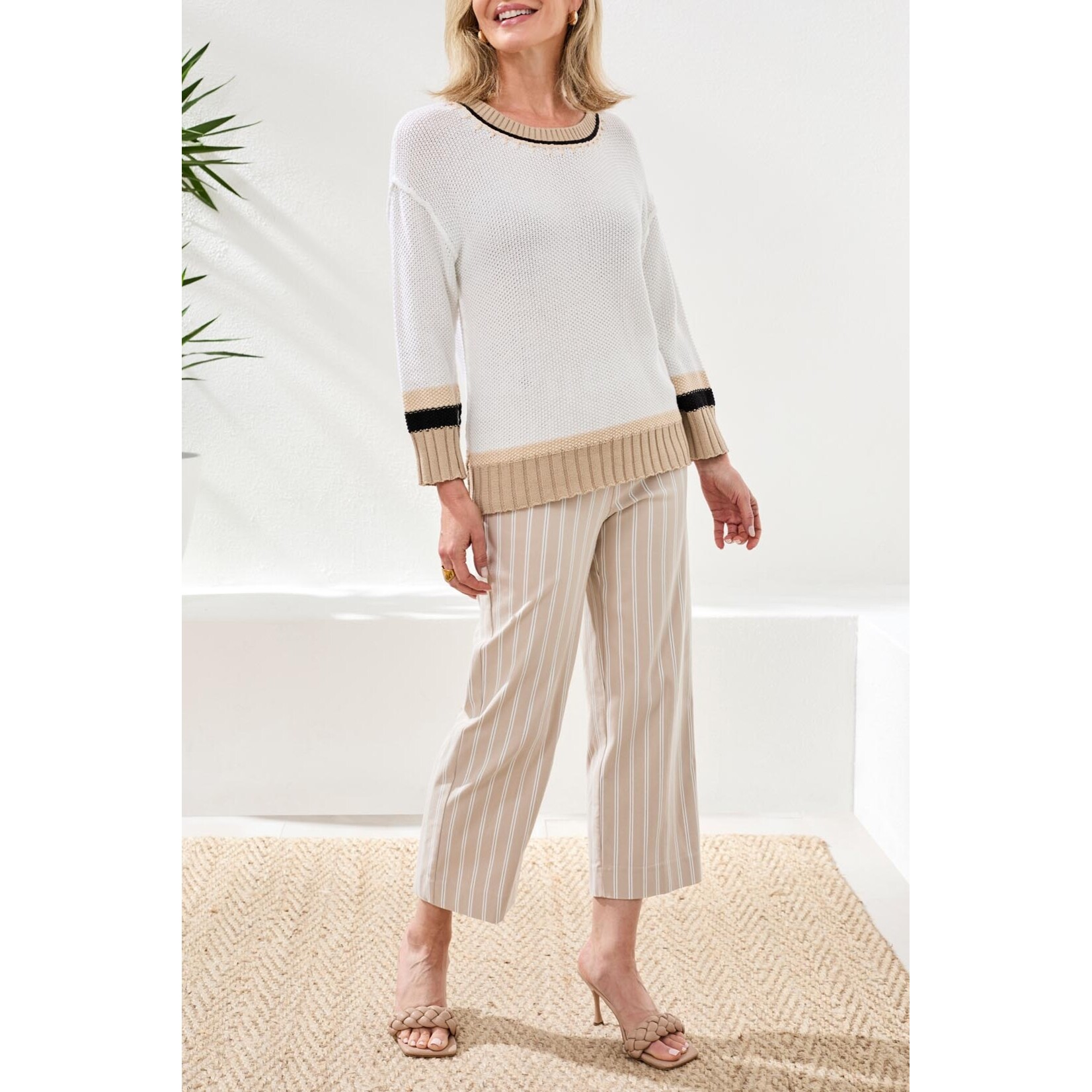 Tribal T 3/4 Slv Colorblock Top