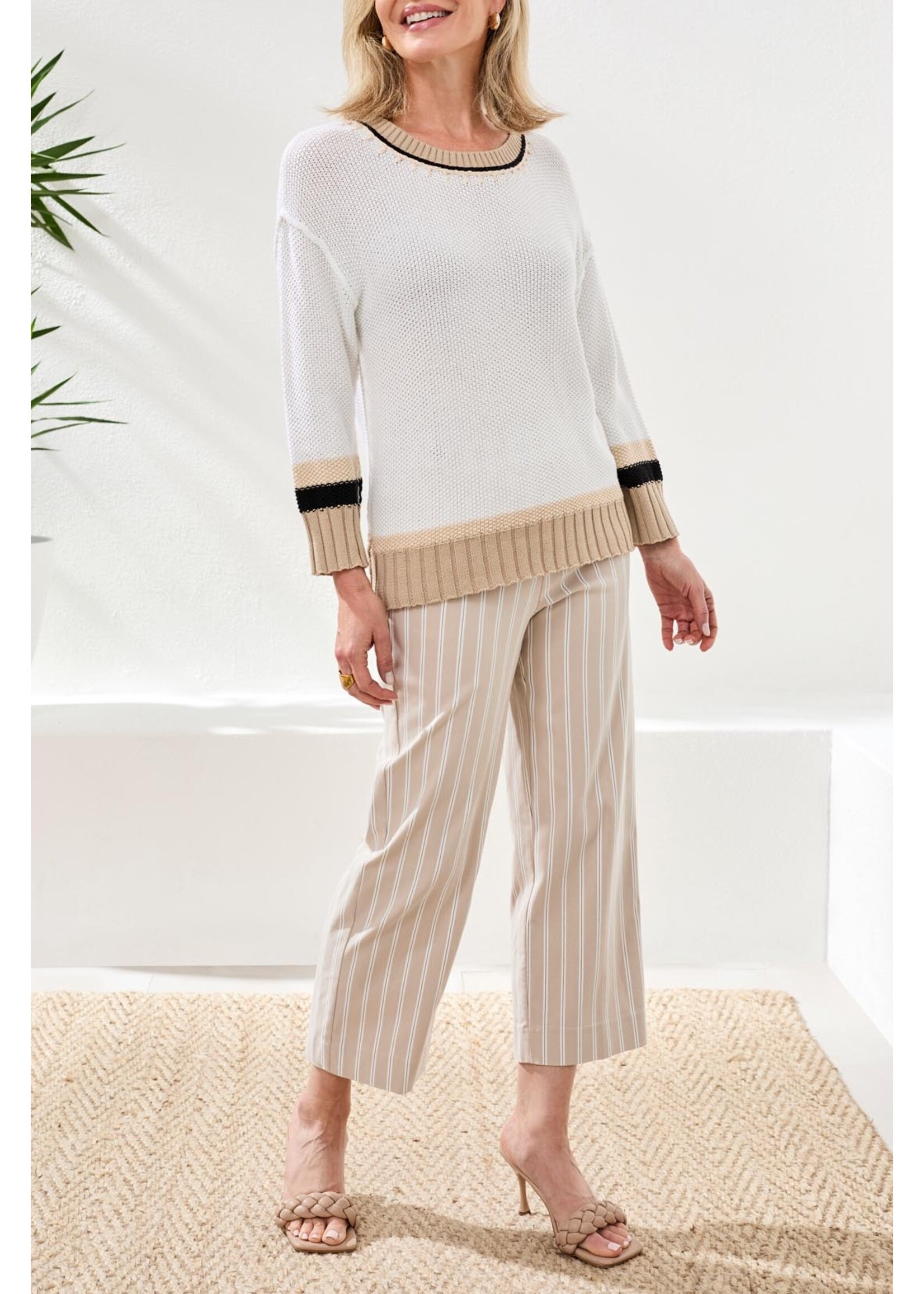 Tribal 3/4 Slv Colorblock Top