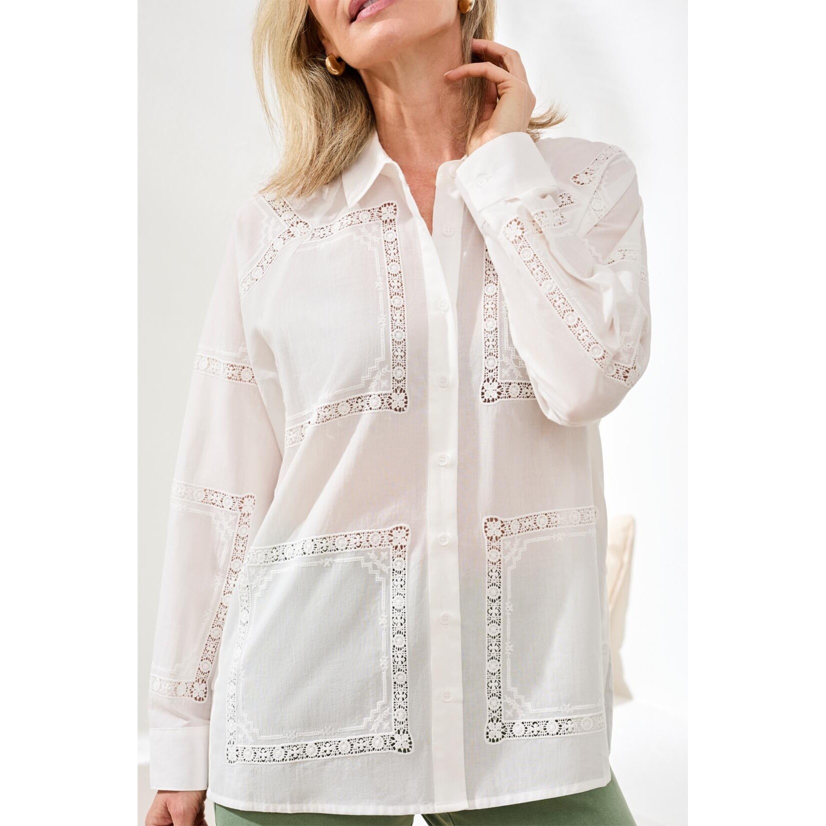 Tribal T White Front Pocket Blouse
