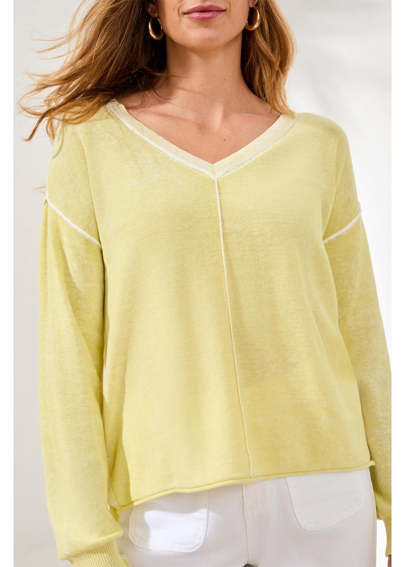 Tribal  V-neck Washed Sweater