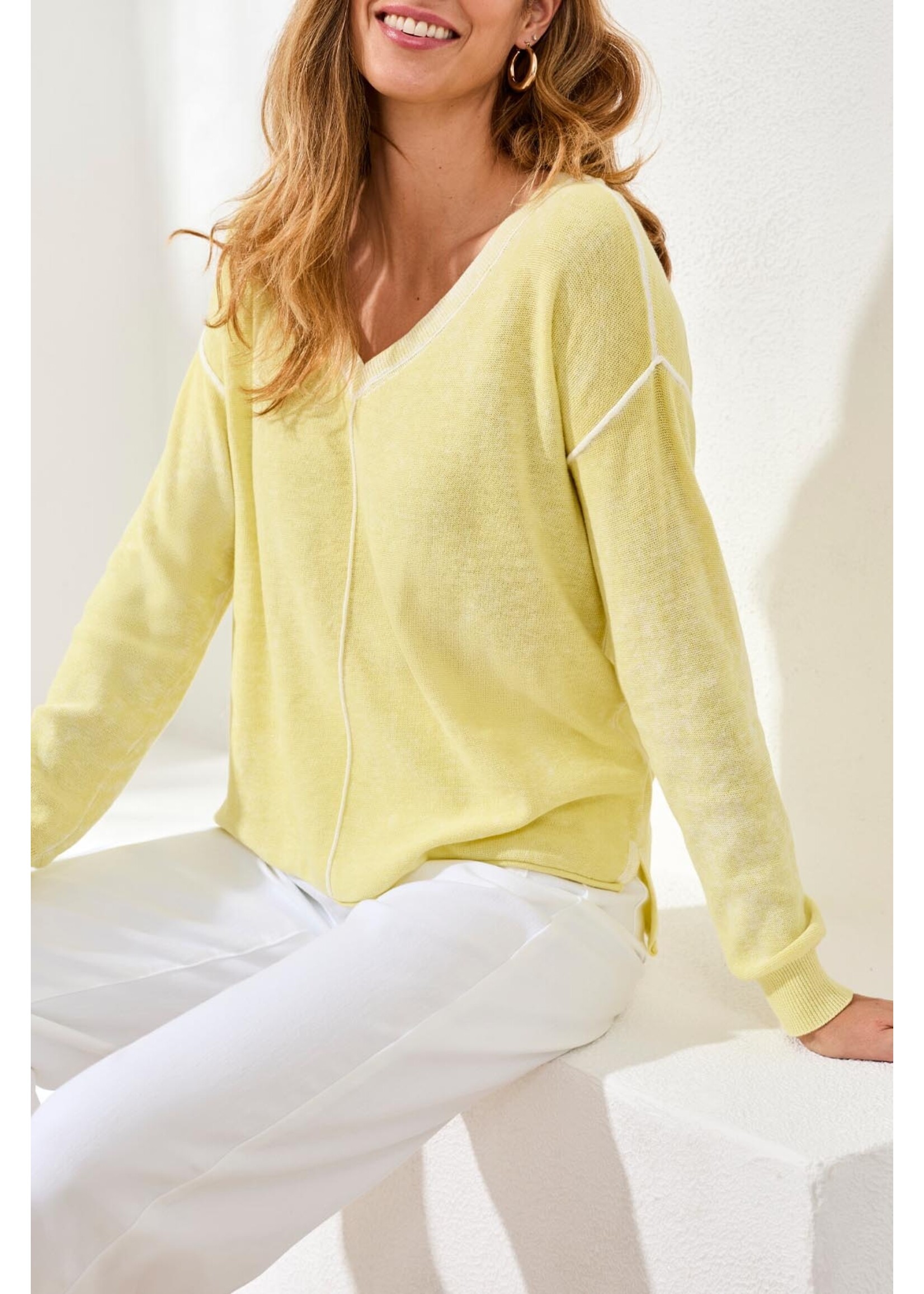 Tribal  V-neck Washed Sweater