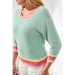 Tribal T Aqua Stripe Crew Sweater