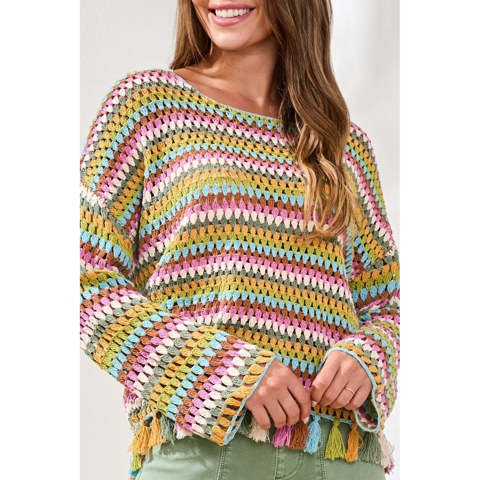Tribal T Long Bell Tassle Sweater