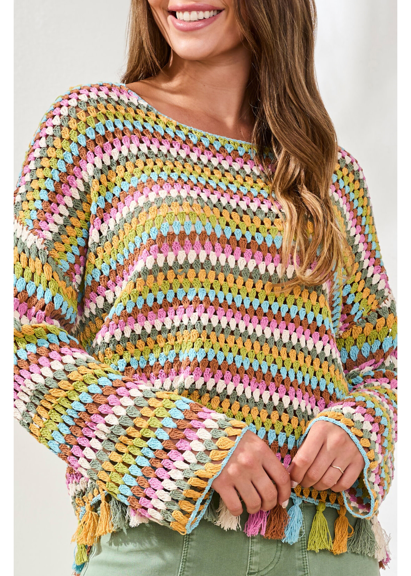 Tribal Long Bell Tassle Sweater