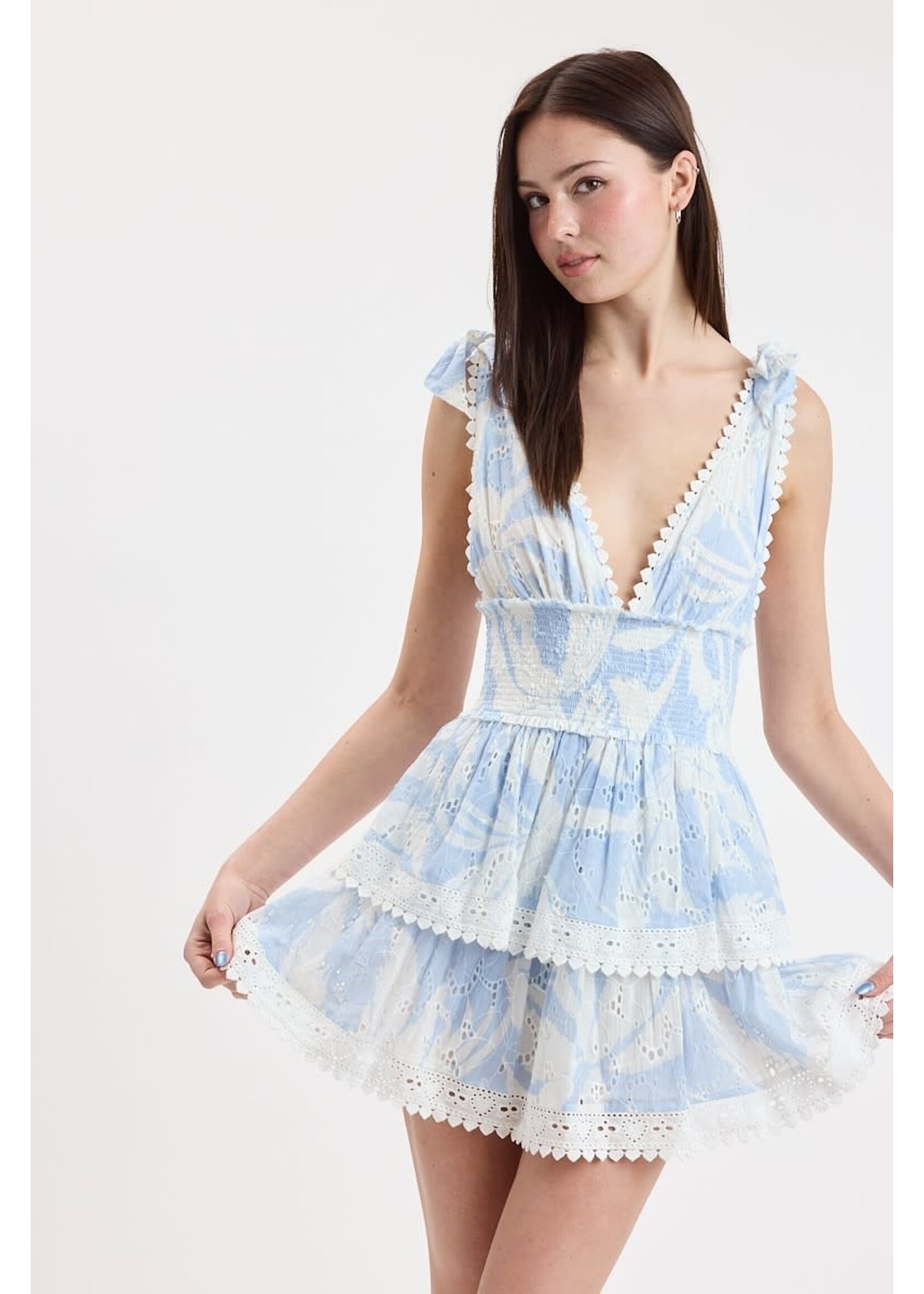 Sky to Moon Leaf Eyelet Dress