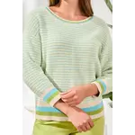 Tribal Aqua Stripe Crew Sweater