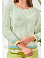 Tribal Aqua Stripe Crew Sweater