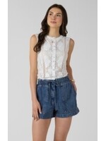 Dex Lace Cutout Button Front Tank
