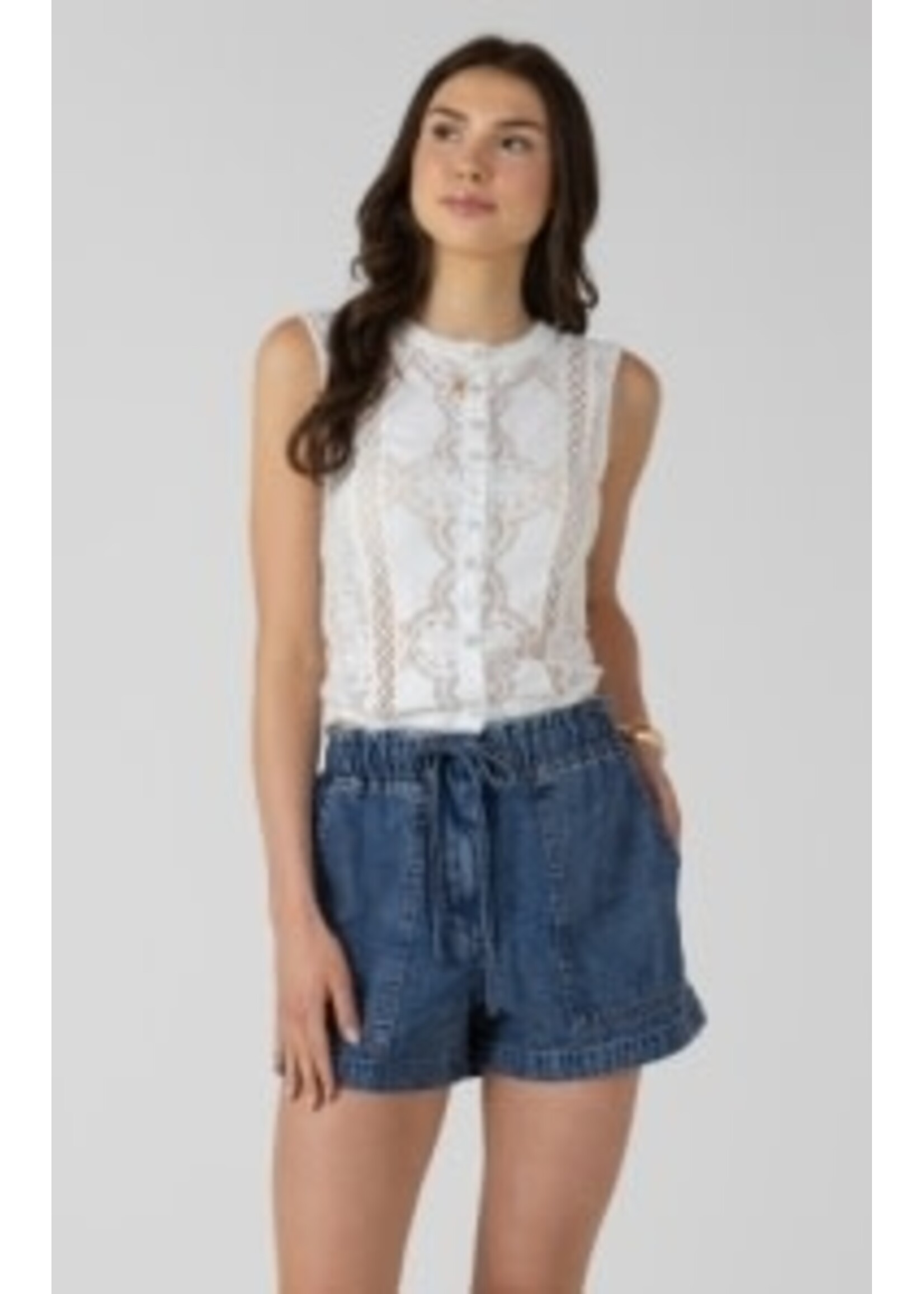 Dex Dex Lace Cutout Button Front Tank