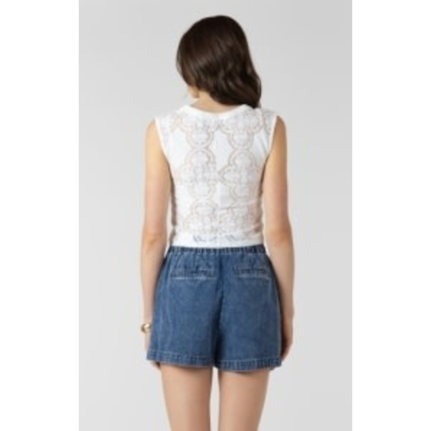 Dex Dex Lace Cutout Button Front Tank
