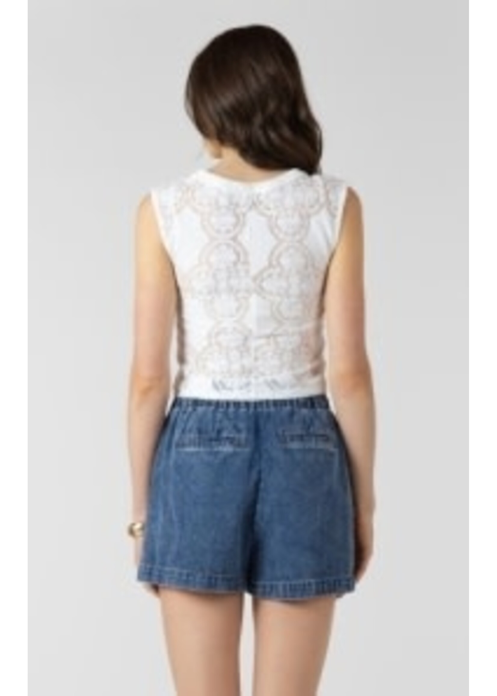 Dex Dex Lace Cutout Button Front Tank